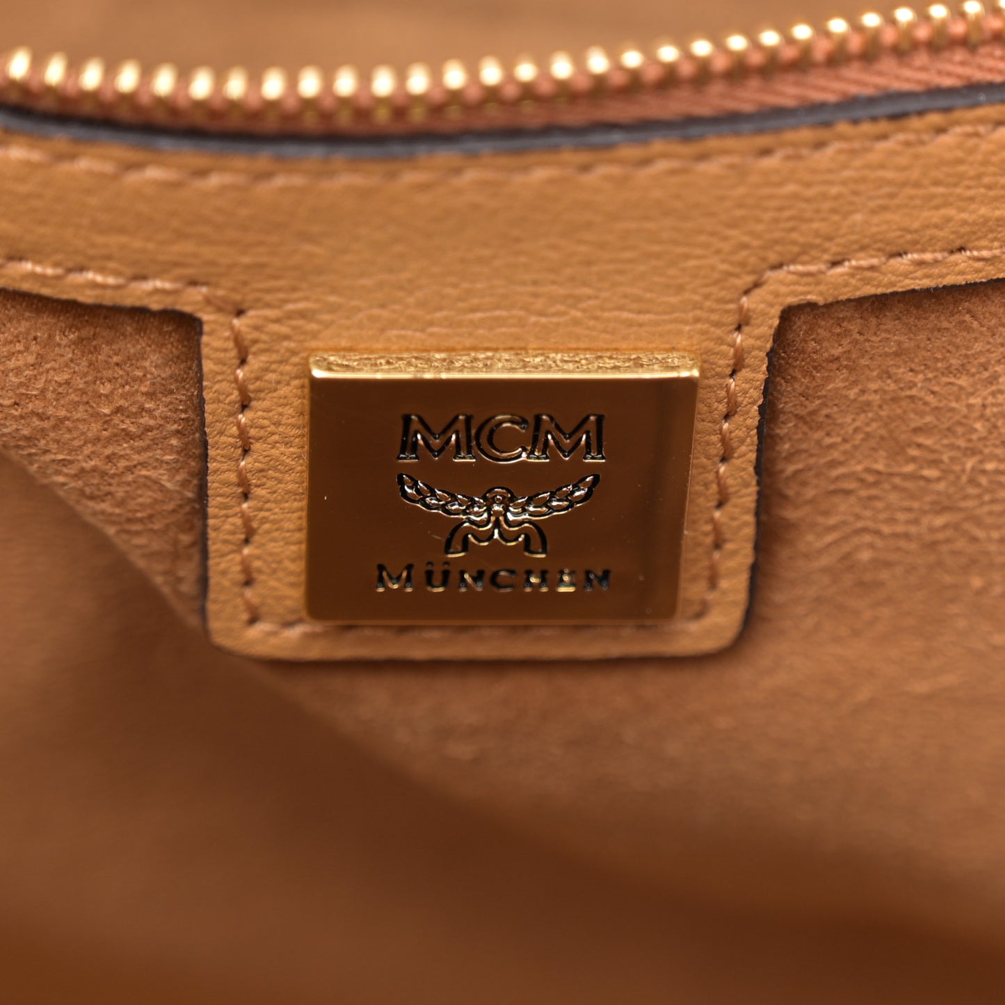 Visetos Studded Boston Satchel Cognac