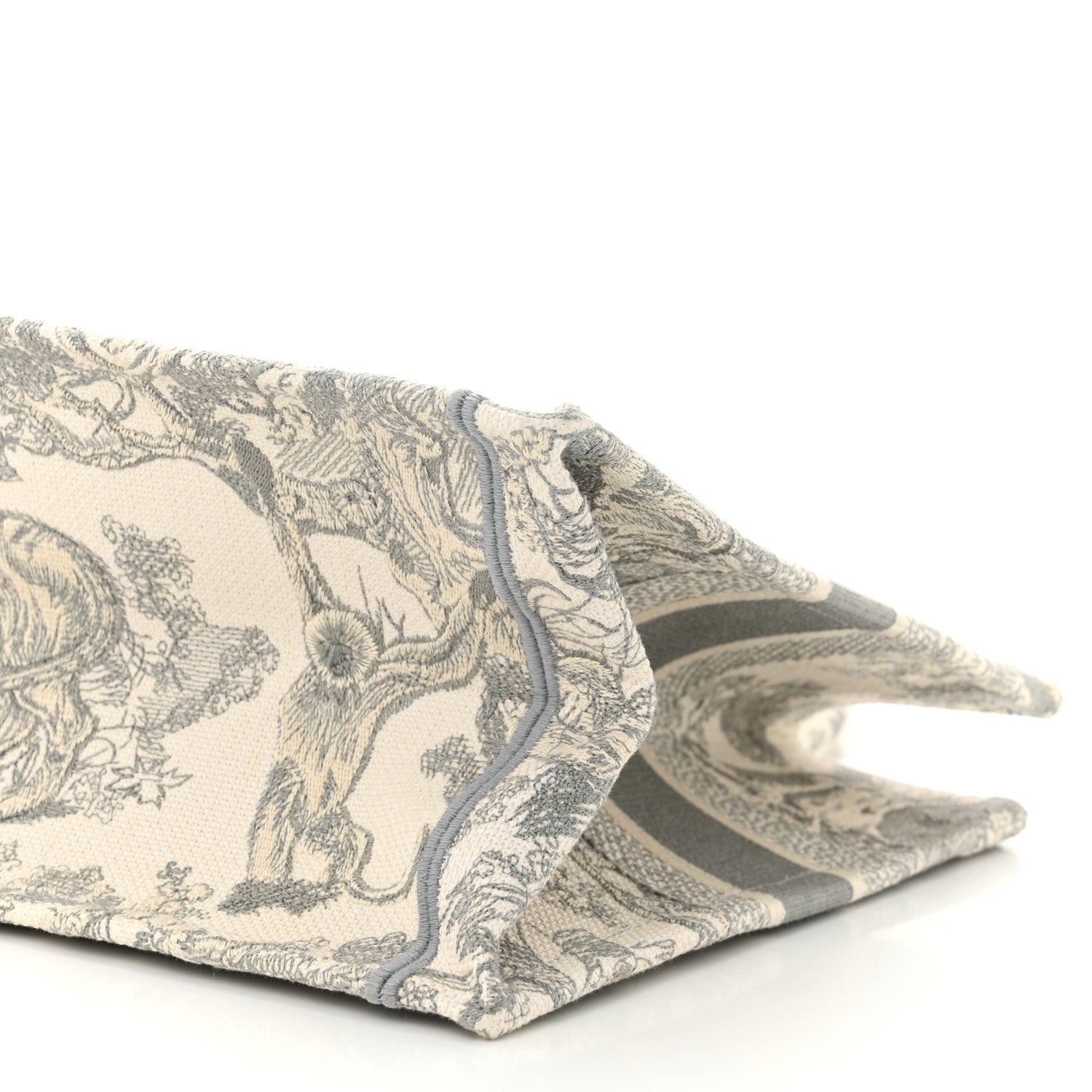 Christian Dior Canvas Embroidered Medium Dioriviera Toile De Jouy Book Tote Gray 10 of 11