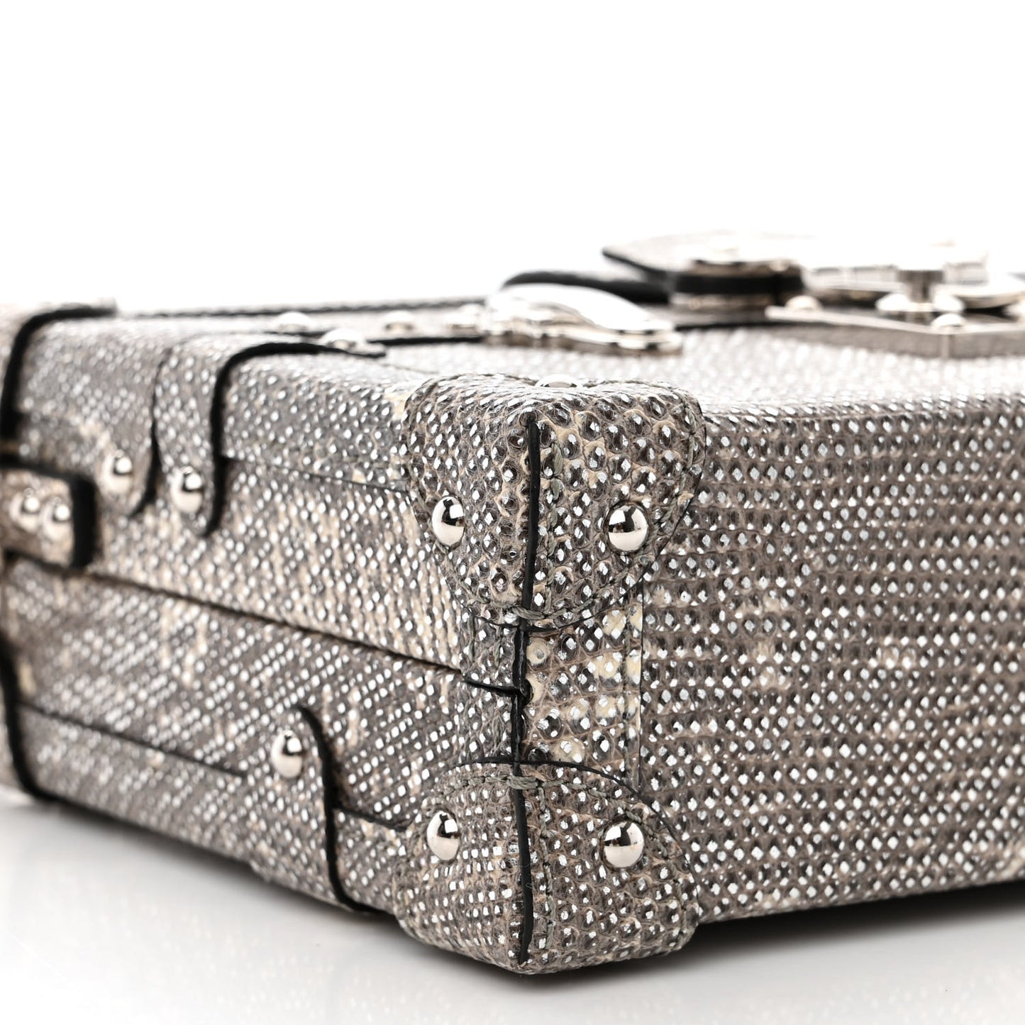 Lizard Petite Malle Silver