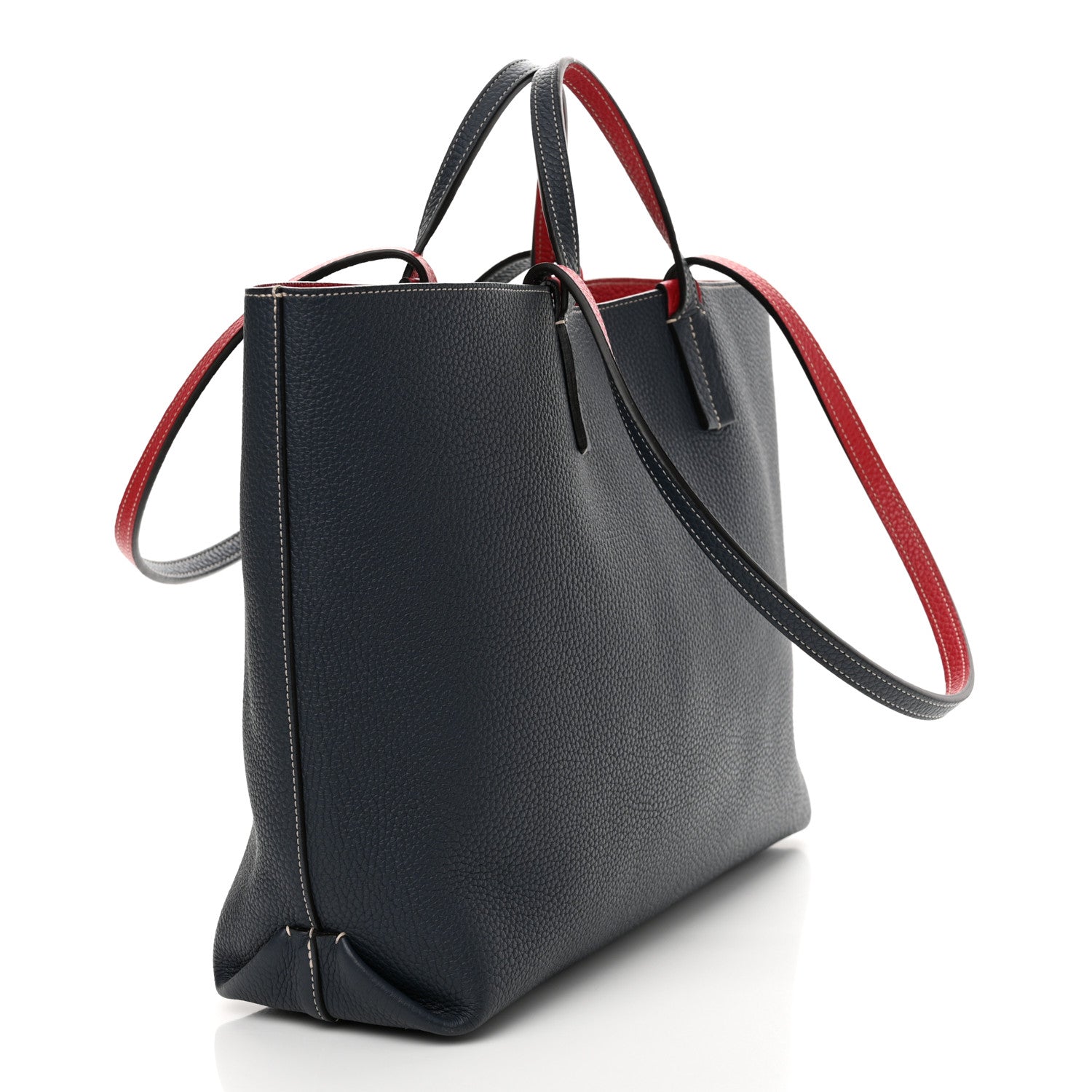 Moynat Taurillon Blush Calfskin Reversible Tote Ocean Red 4 of 18