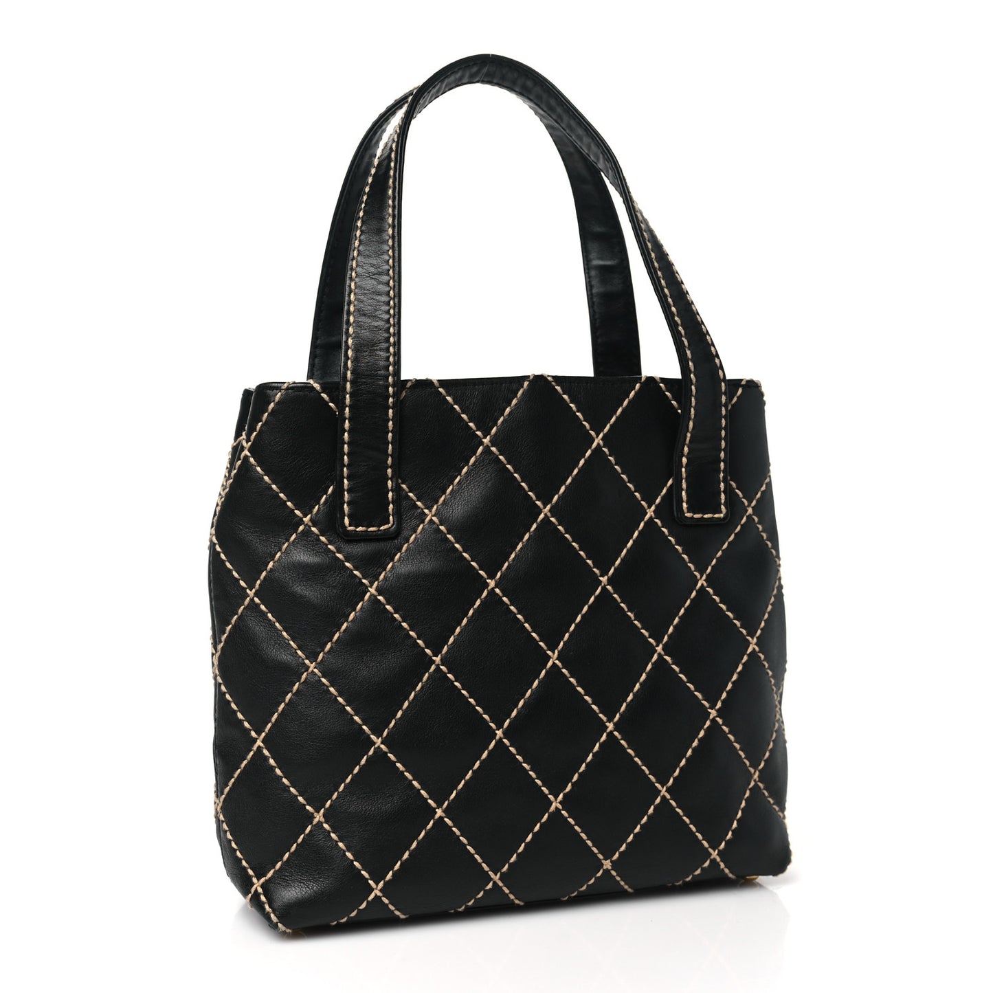Calfskin Stitch Small Surpique Tote Black