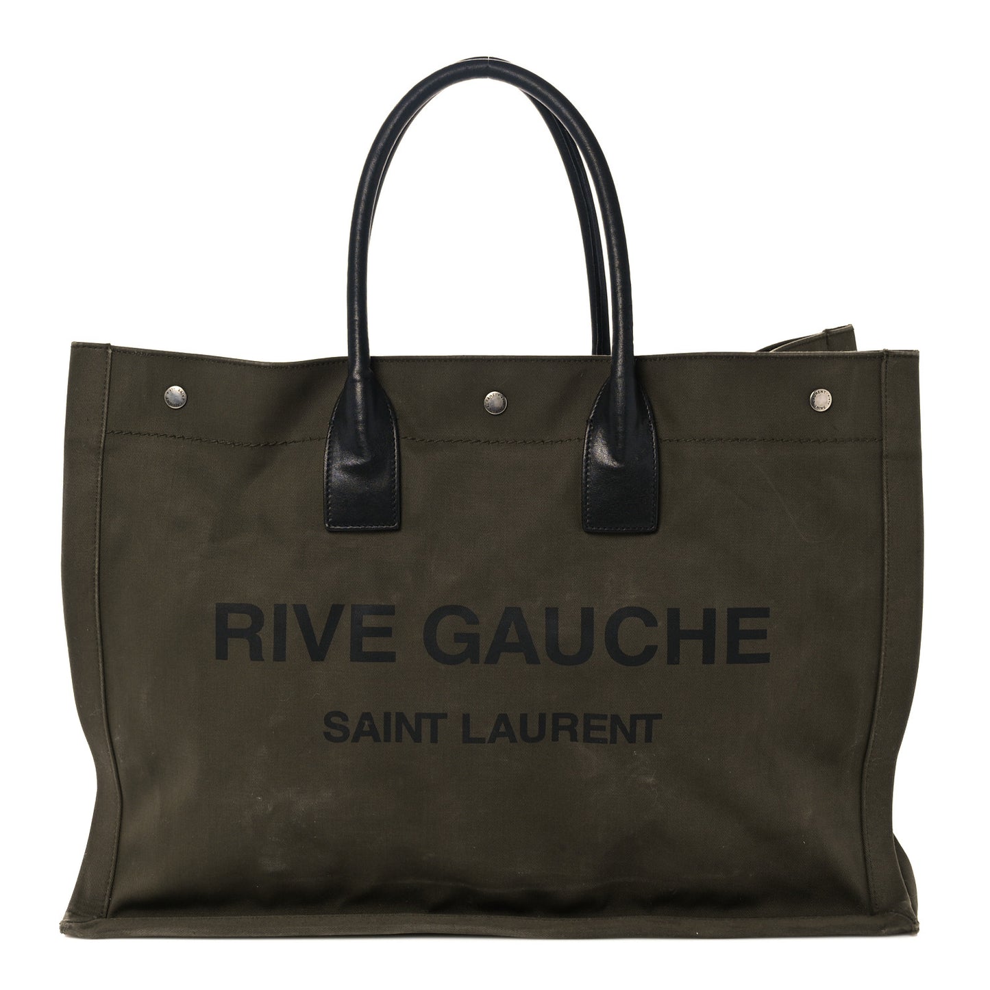 Linen Calfskin Rive Gauche Tote Khaki