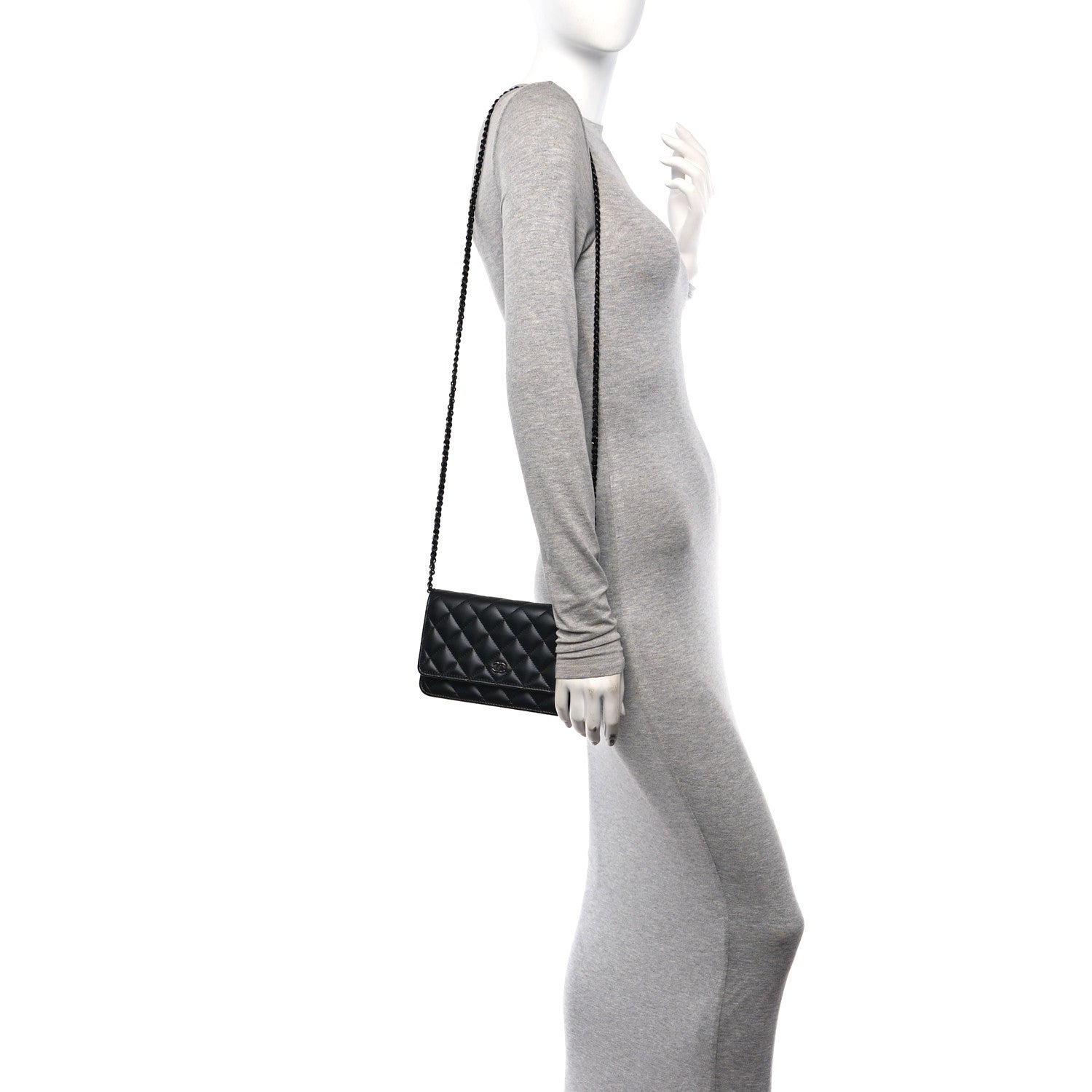 Chanel Lambskin Quilted Wallet On Chain WOC So Black 2 of 11