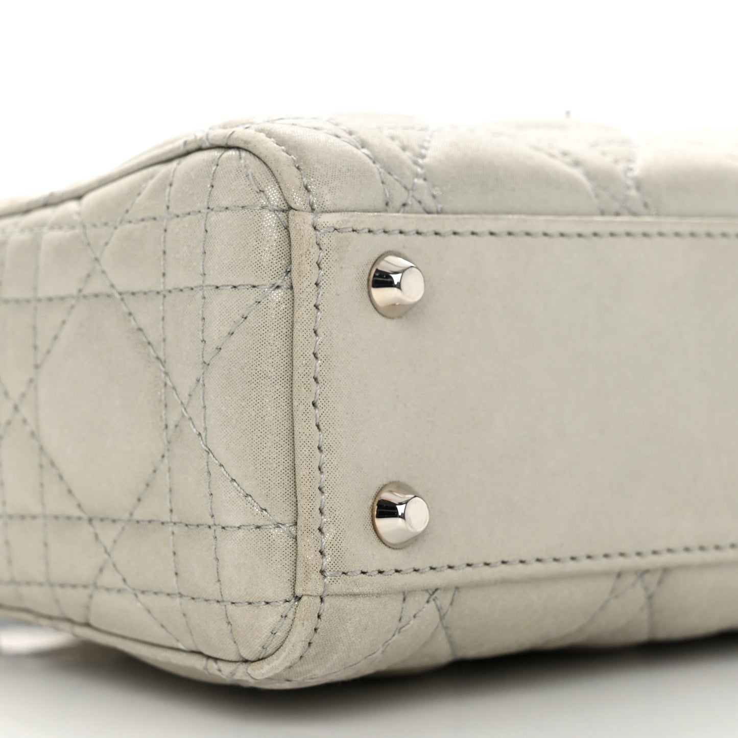 Metallic Nubuck Cannage Mini Lady Dior Silver