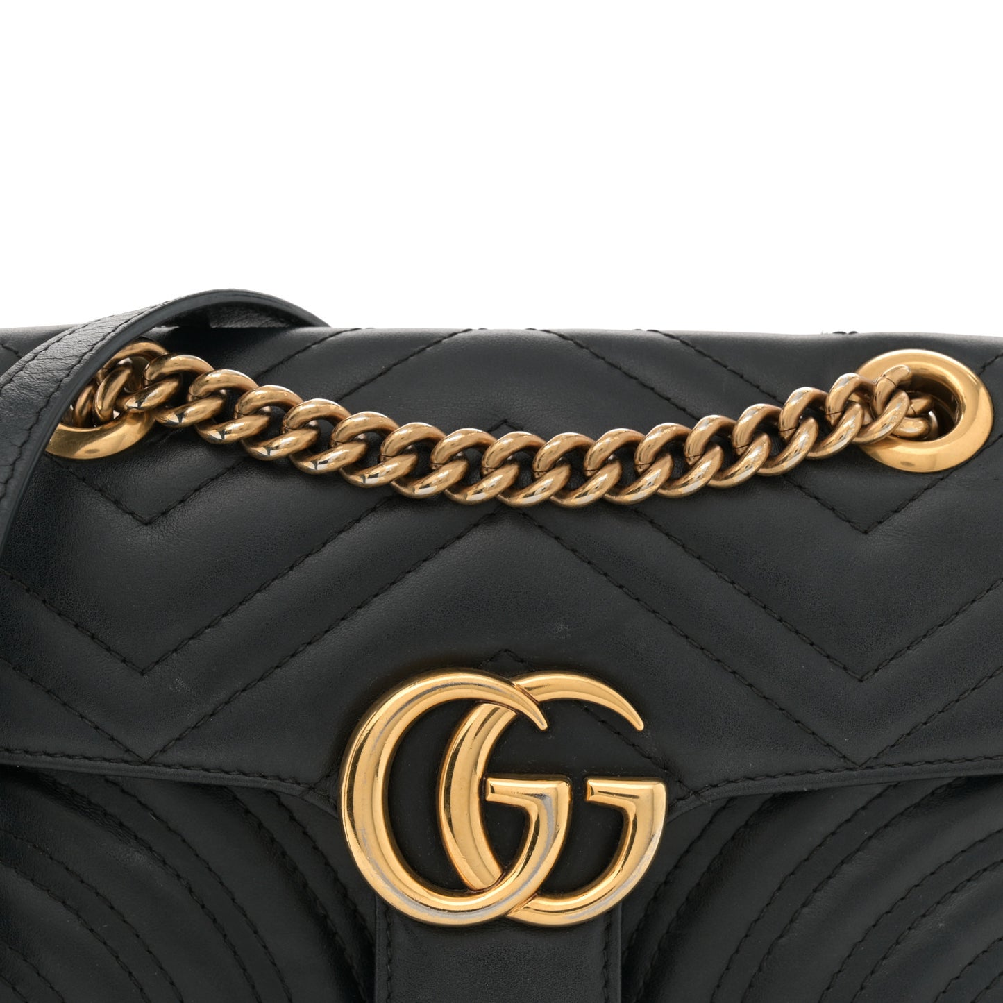 Calfskin Matelasse Mini GG Marmont Shoulder Bag Black