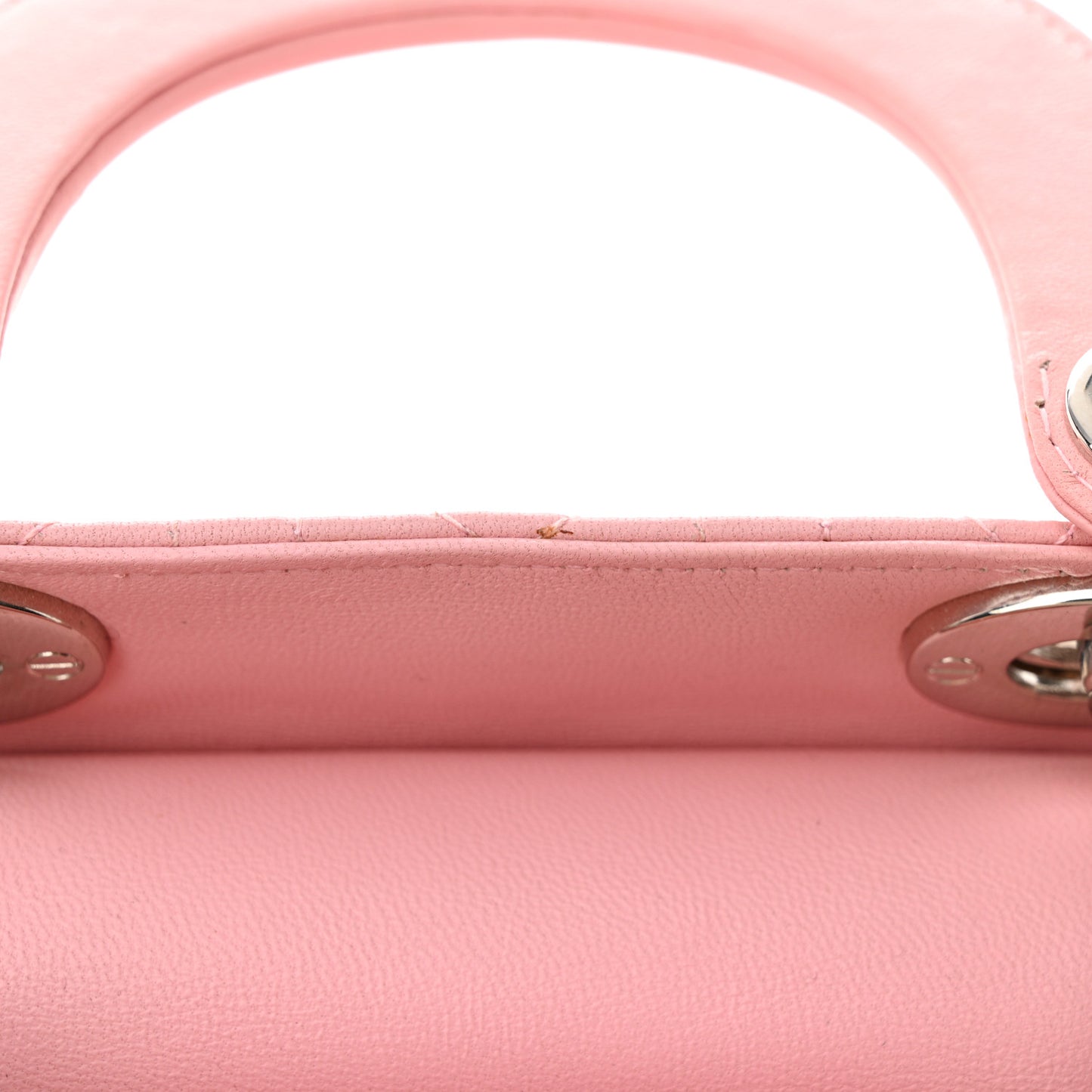 CHRISTIAN DIOR Lambskin Cannage Mini Lady Dior Light Pink