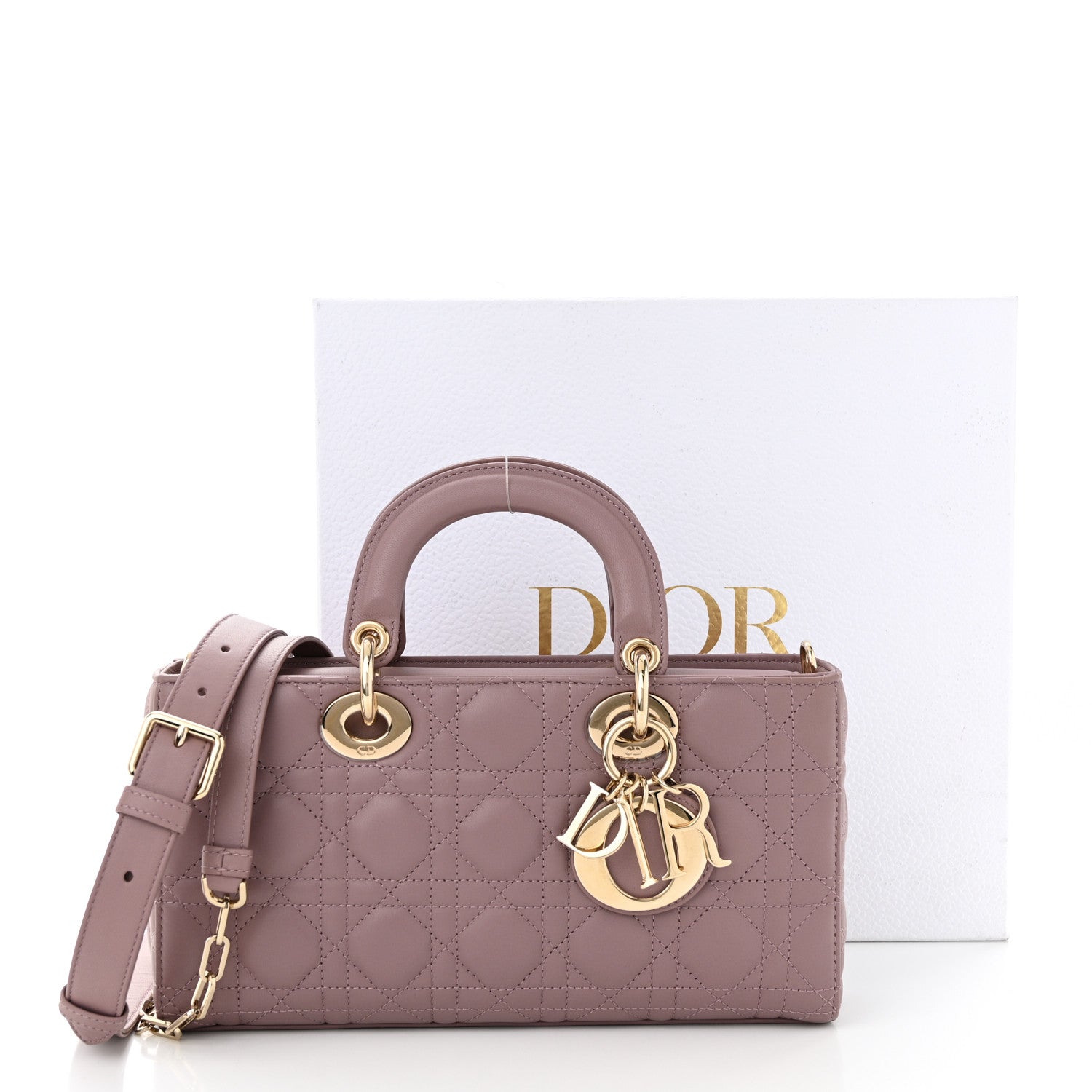 Christian Dior CHRISTIAN DIOR Lambskin Cannage Medium Lady D-Joy Peony Pink 10 of 10