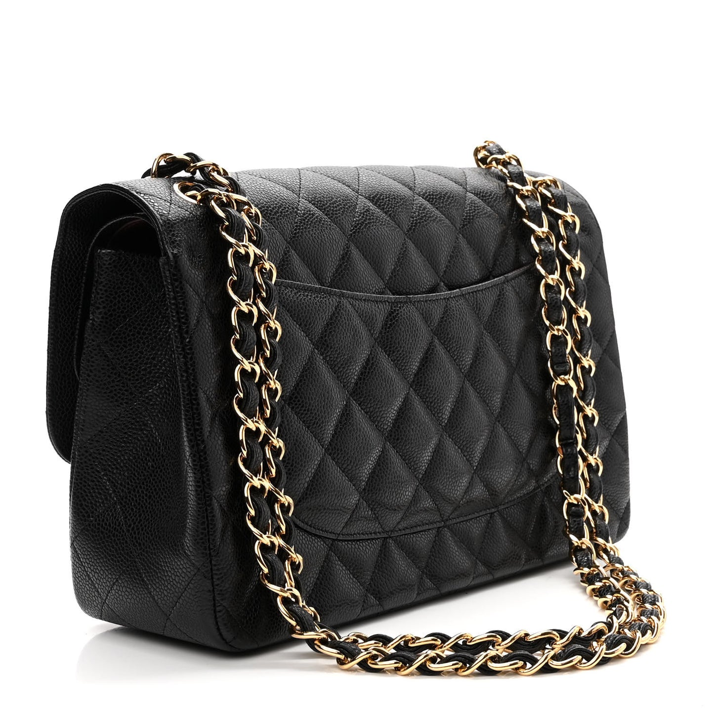 Caviar Quilted Jumbo Double Flap Black