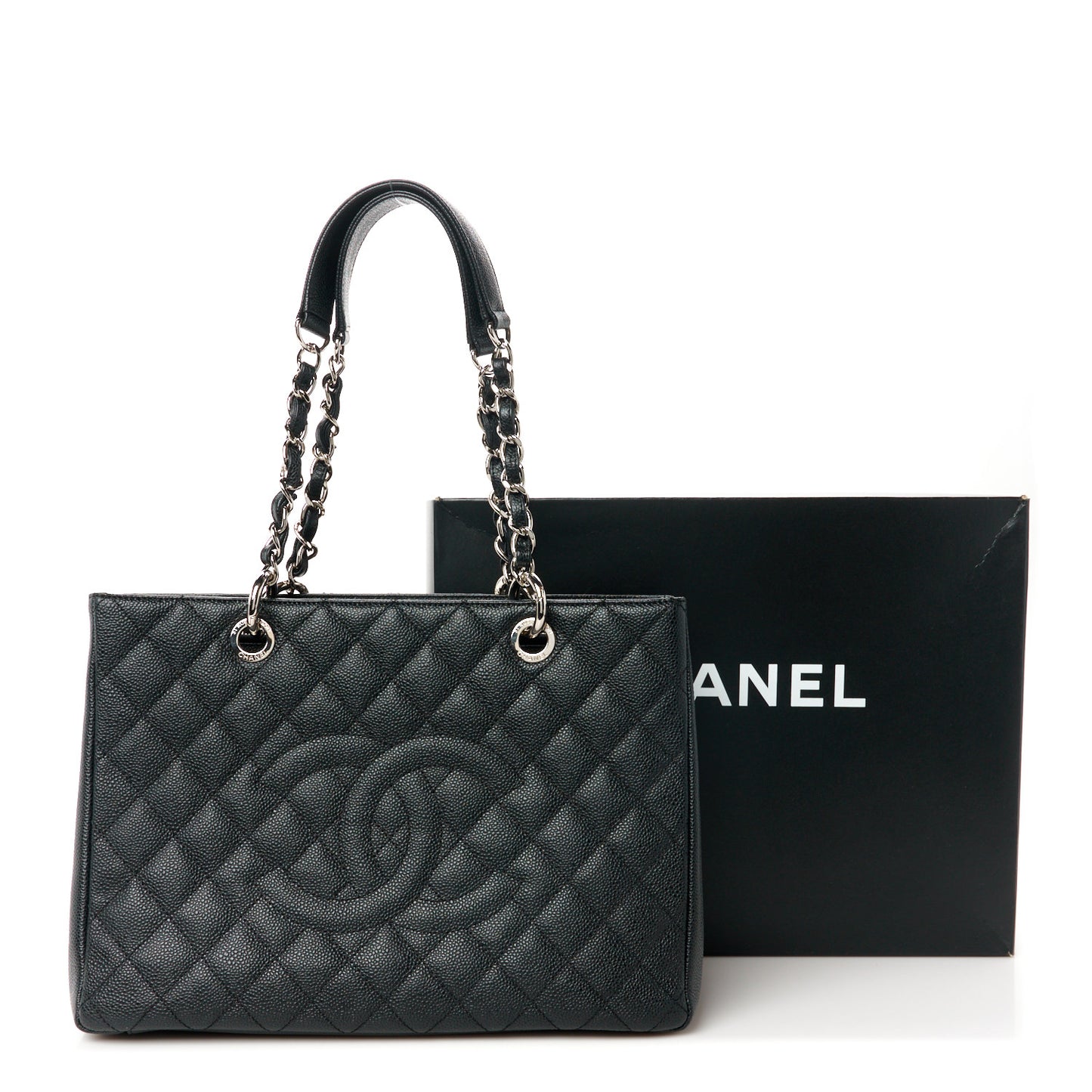 Caviar Quilted Grand Shopping Tote GST Black
