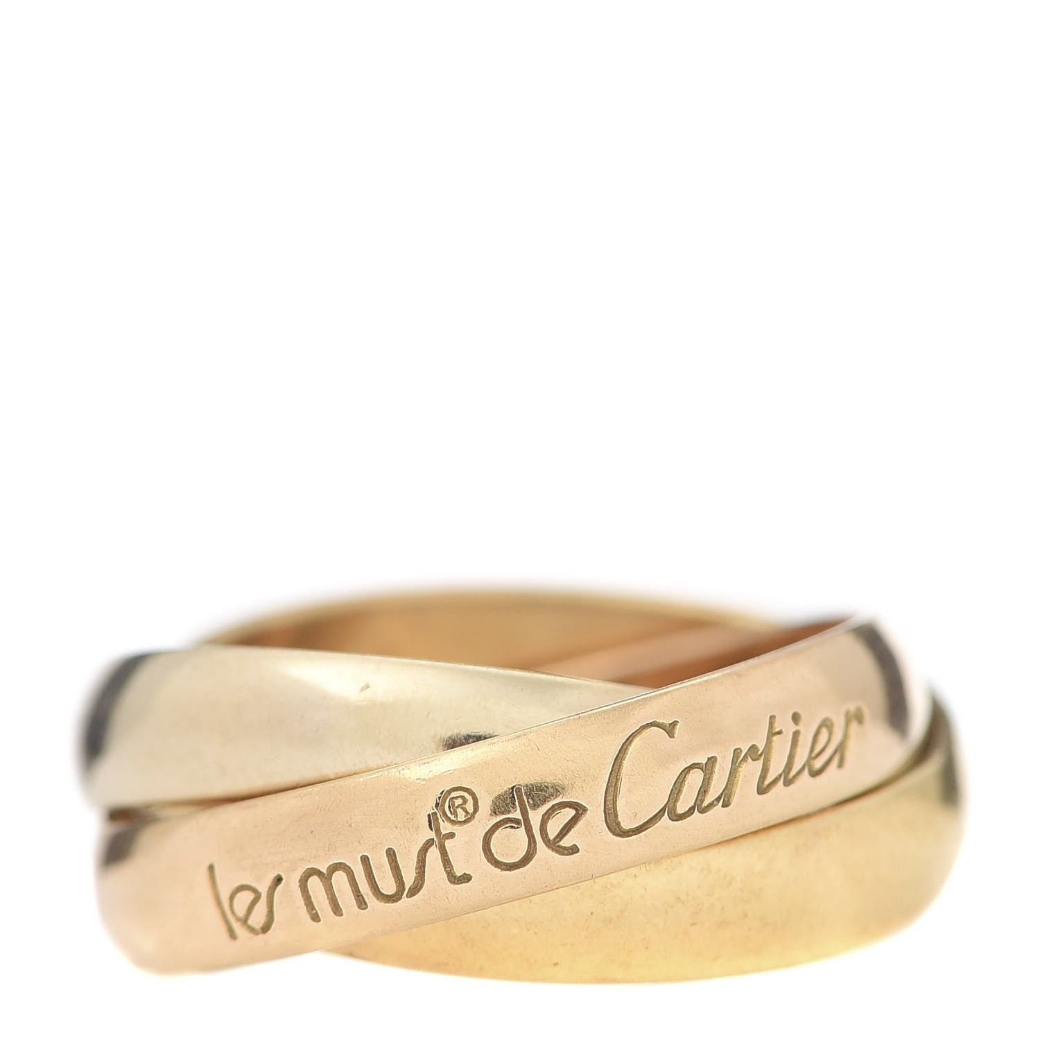 Cartier 18K Pink Yellow White Gold Classic Les Must De Trinity Ring 48 4.5 1 of 5