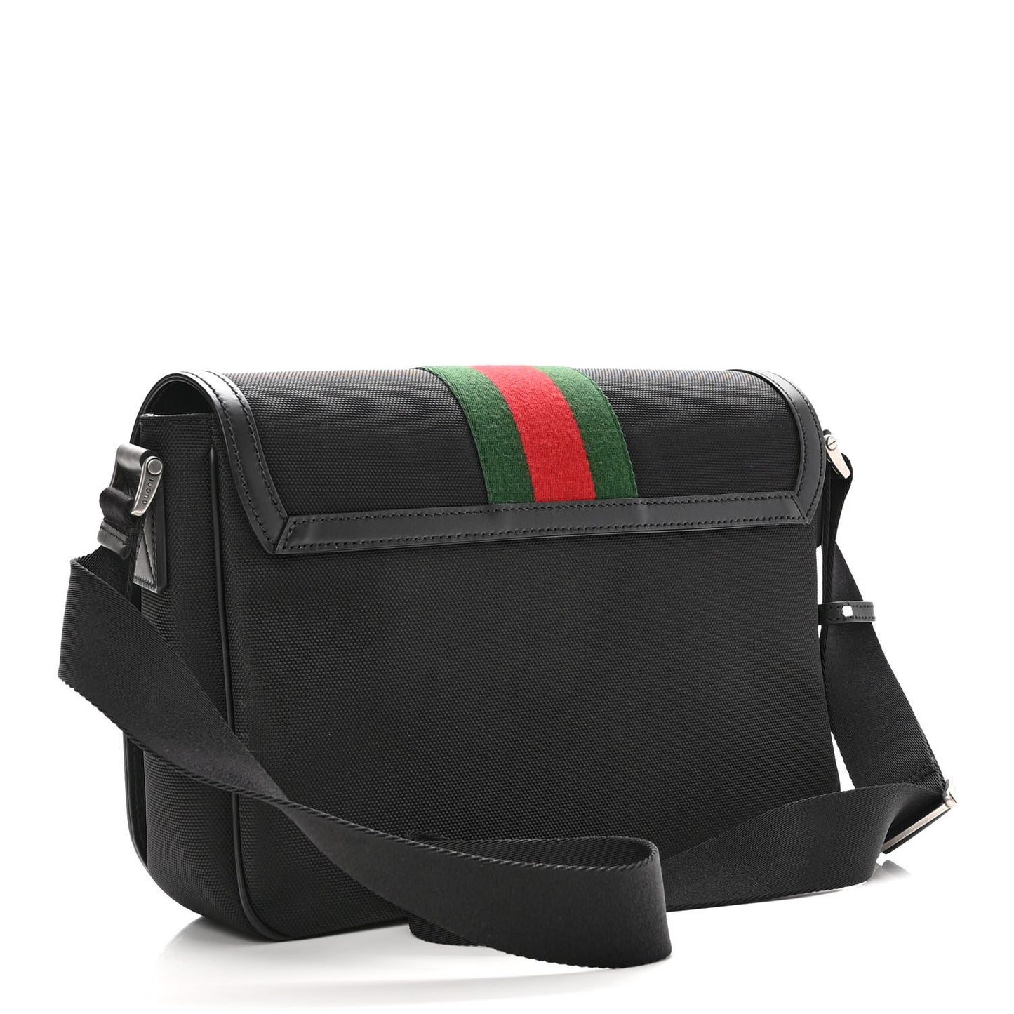 Techno Canvas Web Flap Messenger Bag Black