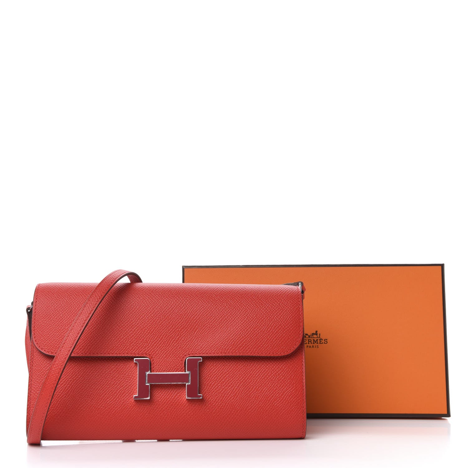 Hermes Epsom Enamel Constance Wallet To Go Rouge de Coeur Rubis 7 of 7