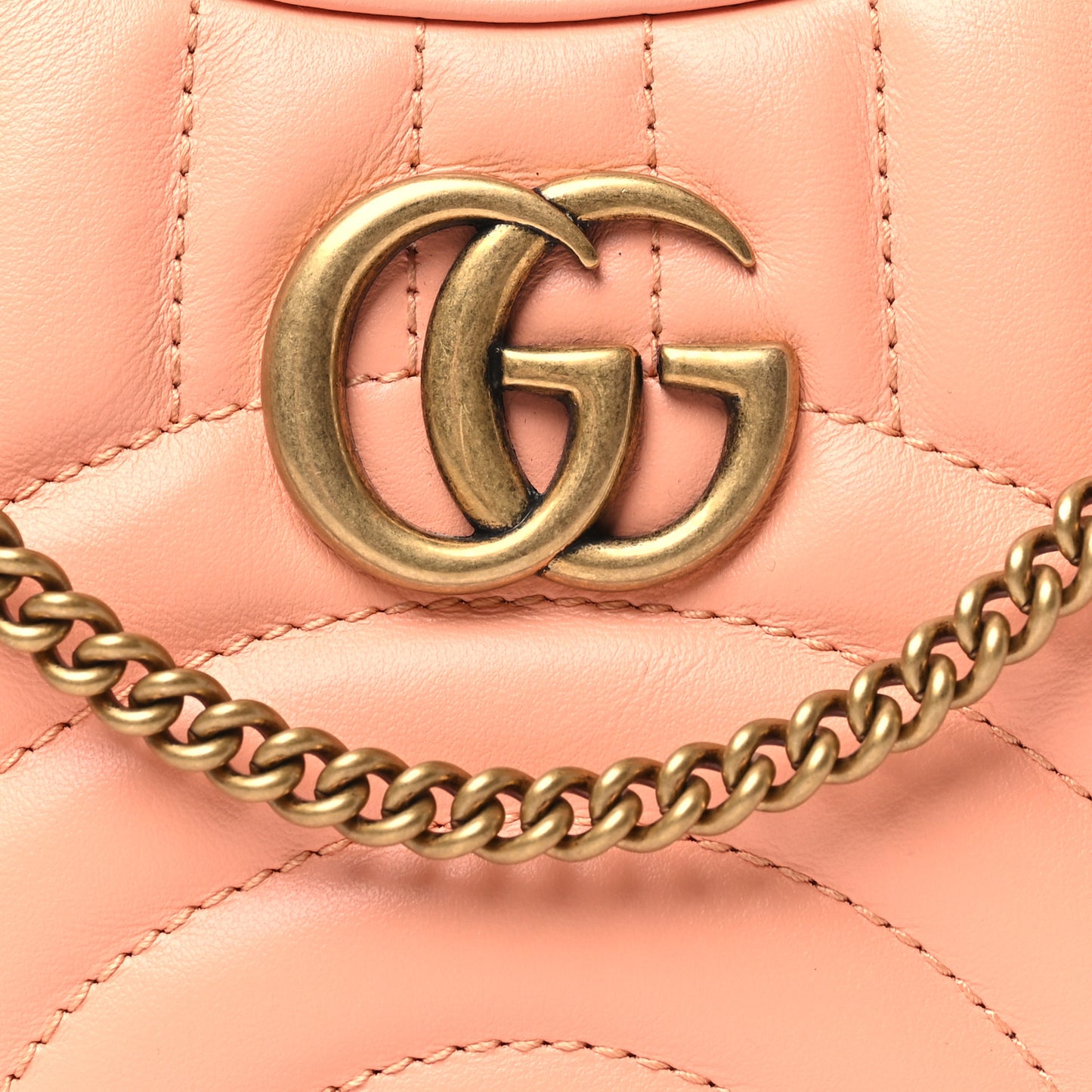 Calfskin Vertical Ring Matelasse Mini GG Marmont Half Moon Hobo Peachy Chic