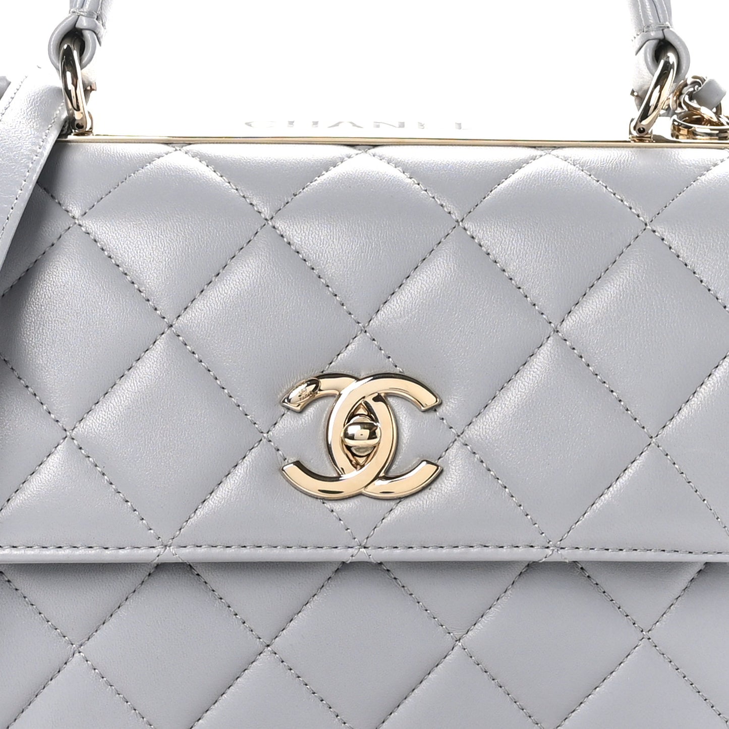 Lambskin Quilted Small Trendy CC Flap Dual Handle Bag Light Grey