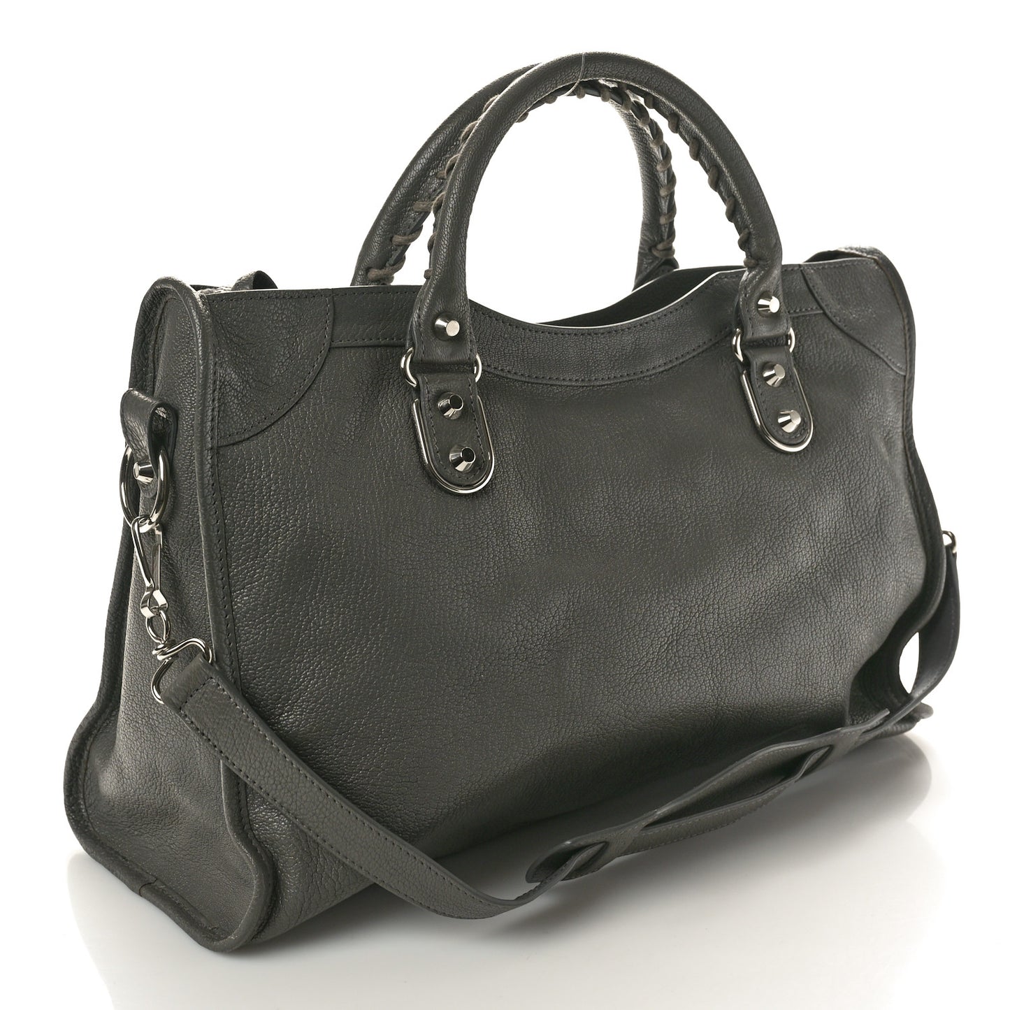 Chevre Silver Metallic Edge Hardware City Gris Acier
