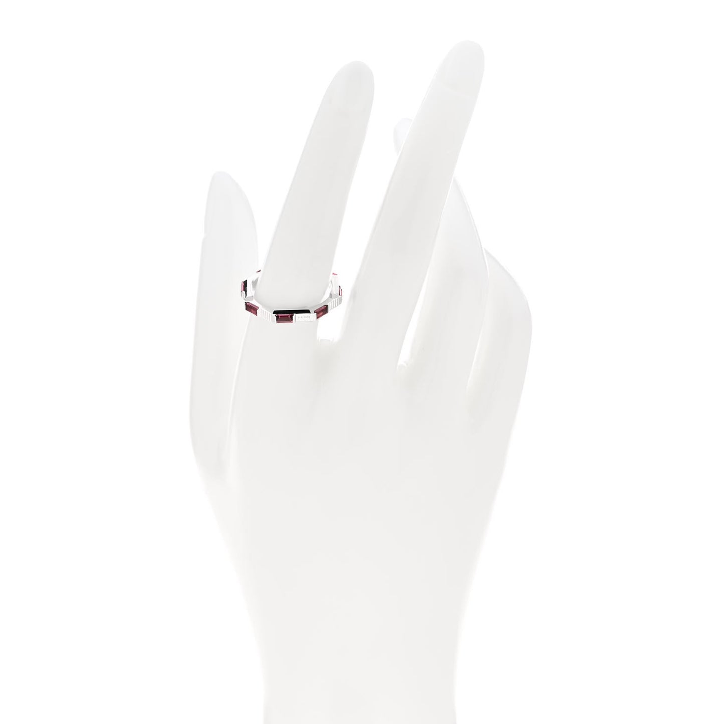 18K White Gold Rubellite Narrow Link to Love Ring 57 8