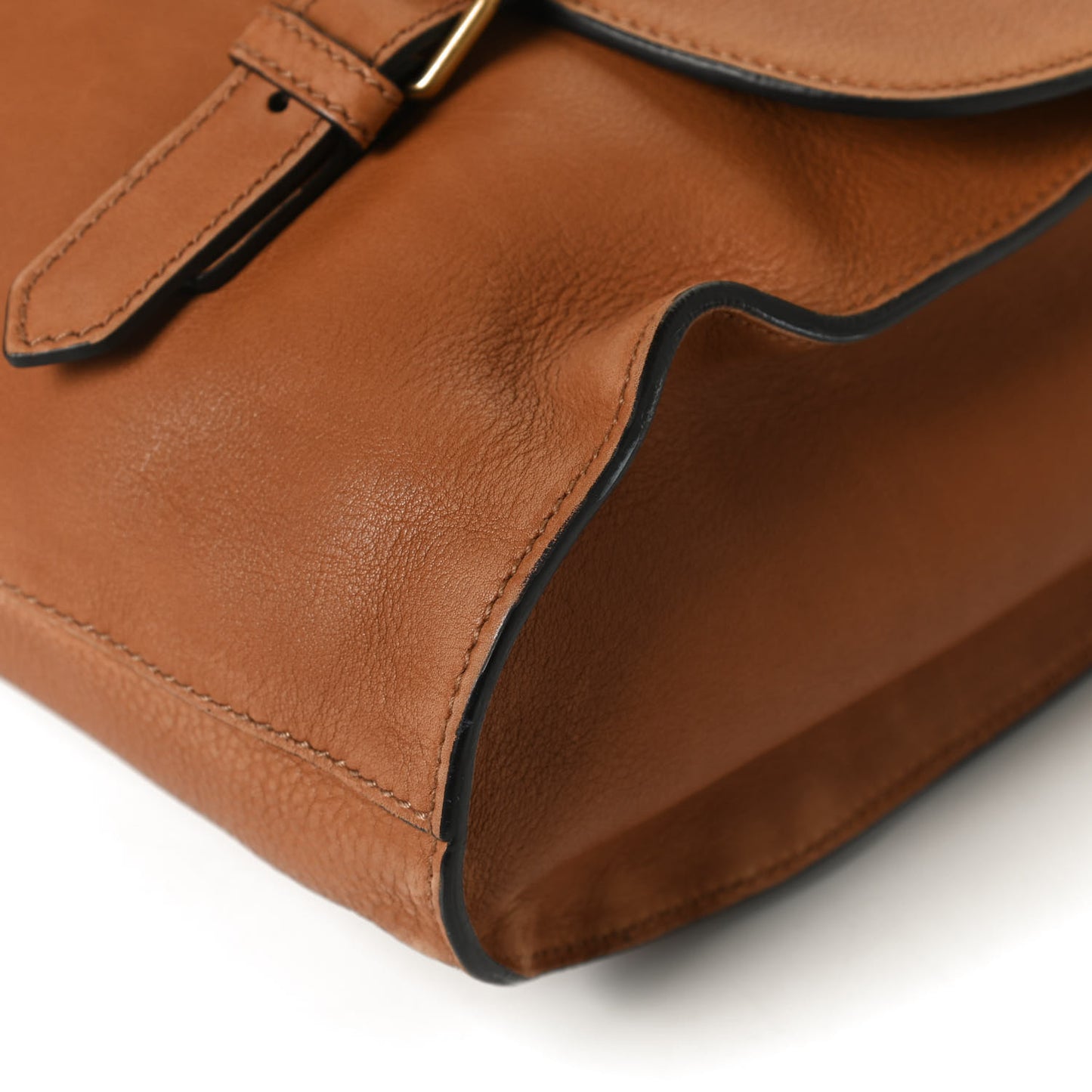 Grained Calfskin Mens Double Buckle Flap Messenger Bag Tan