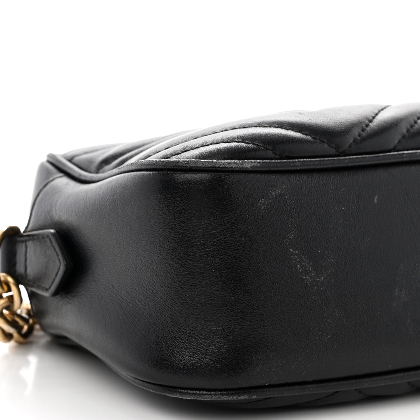 Calfskin Matelasse Small GG Marmont Chain Shoulder Bag Black