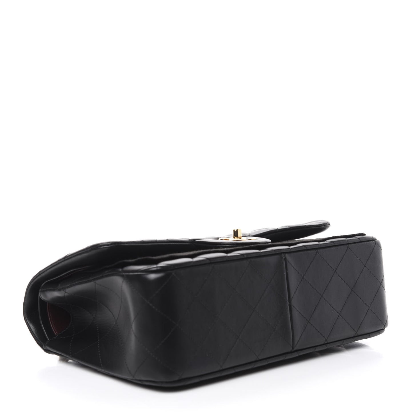 Lambskin Quilted Jumbo Double Flap Black