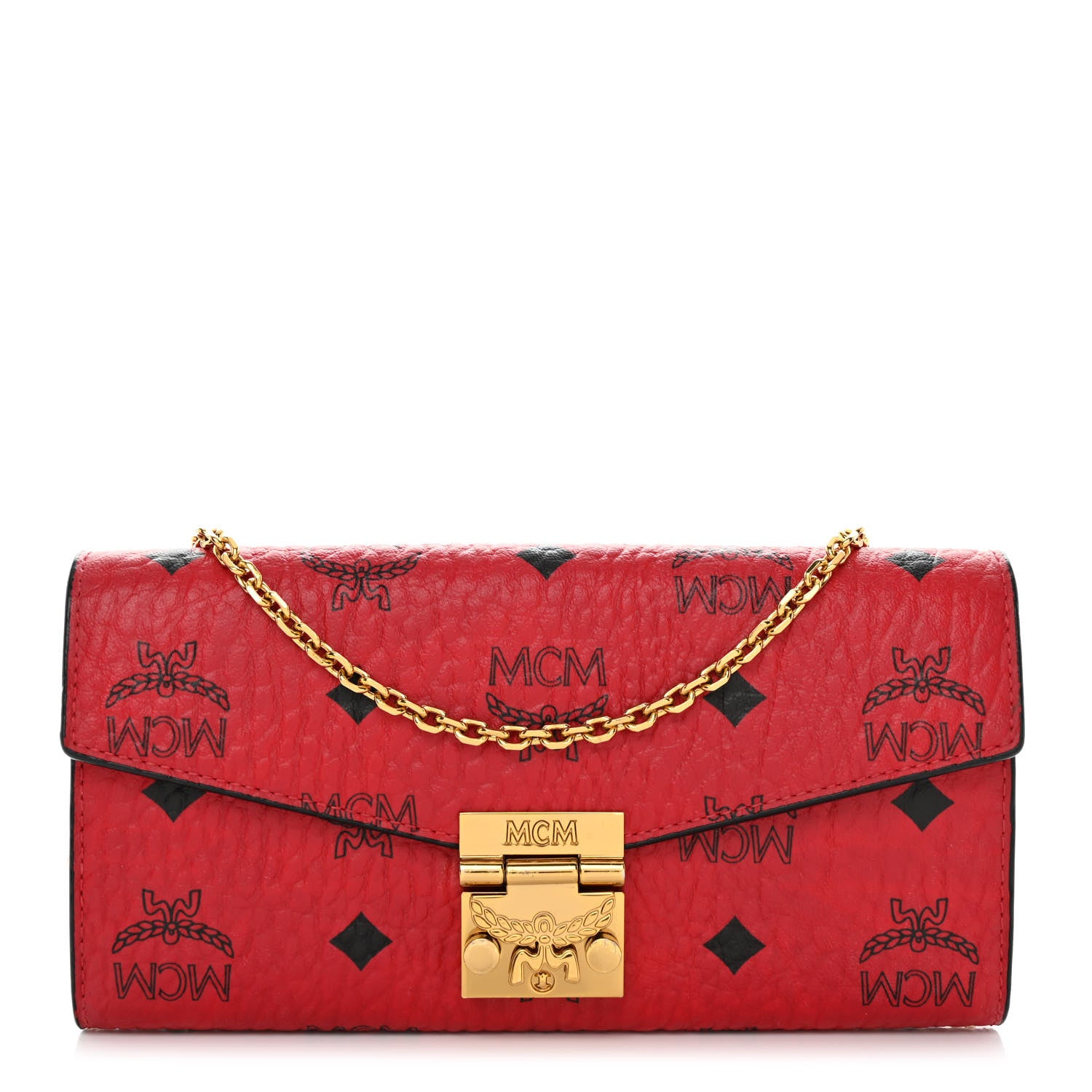 MCM Visetos Large Patricia Wallet On Chain Red 1 of 8