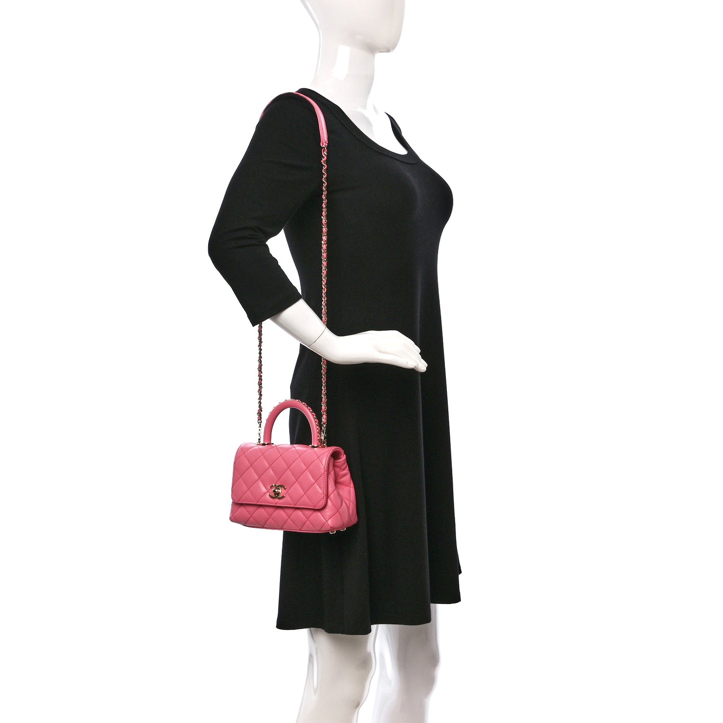 Caviar Quilted Extra Mini Coco Chain Handle Flap Pink