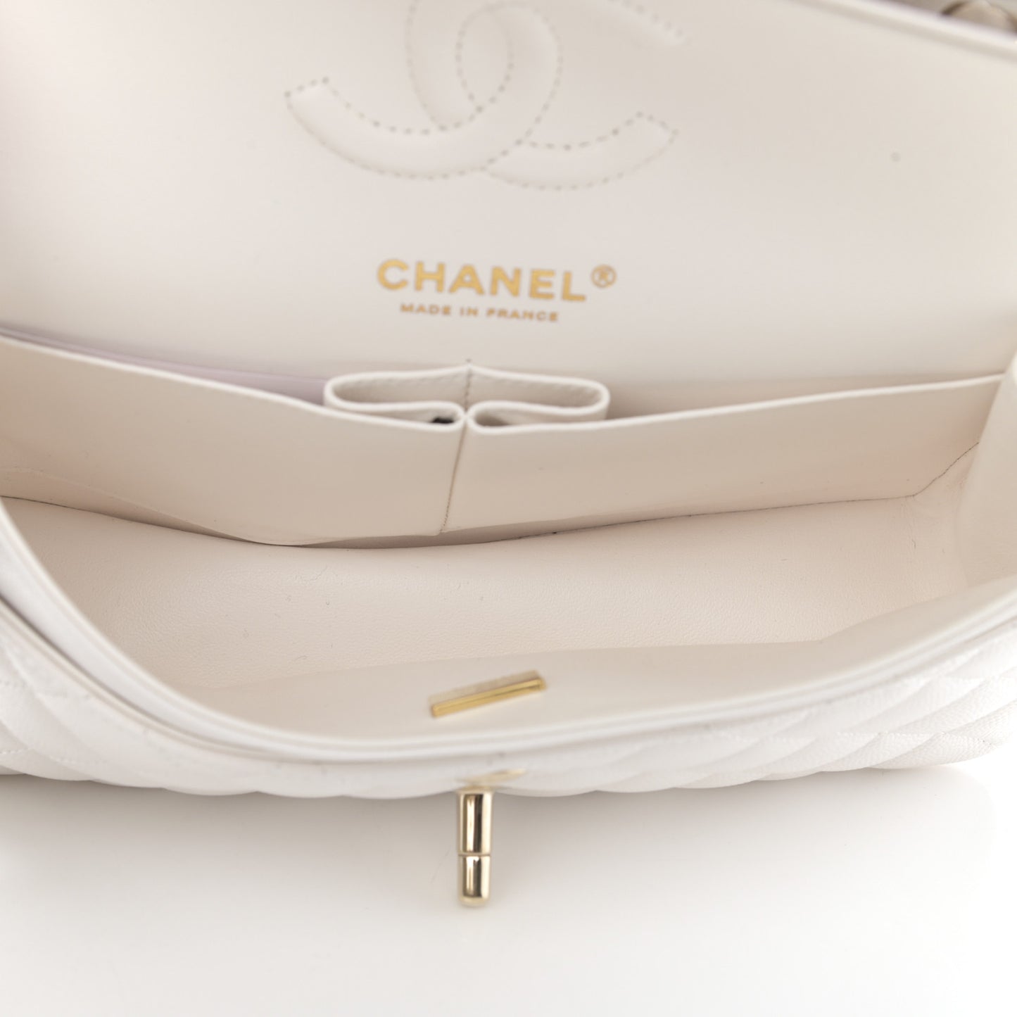Caviar Quilted Small Double Flap White
