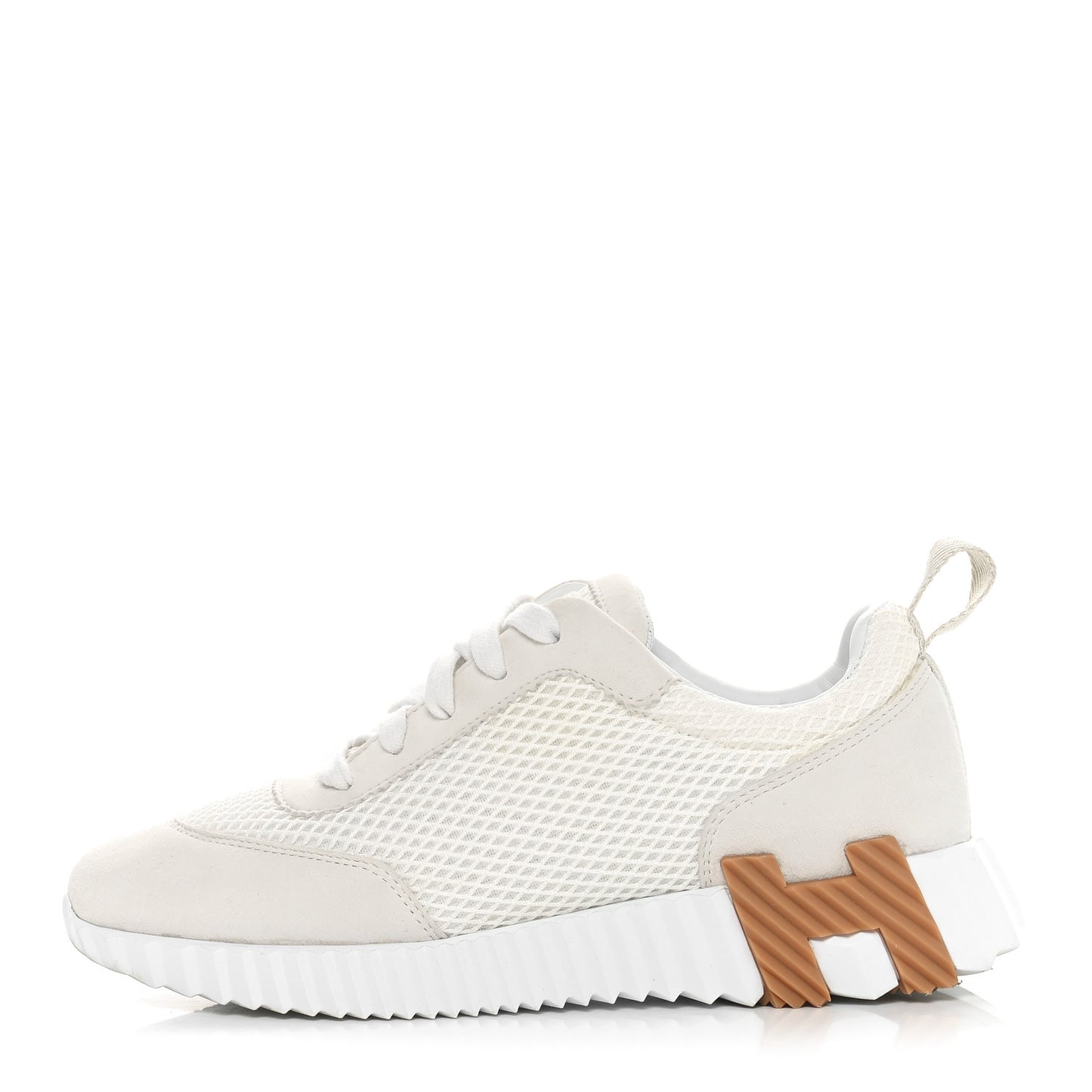 Graphic Mesh Suede Goatskin Bouncing Sneakers 37 White