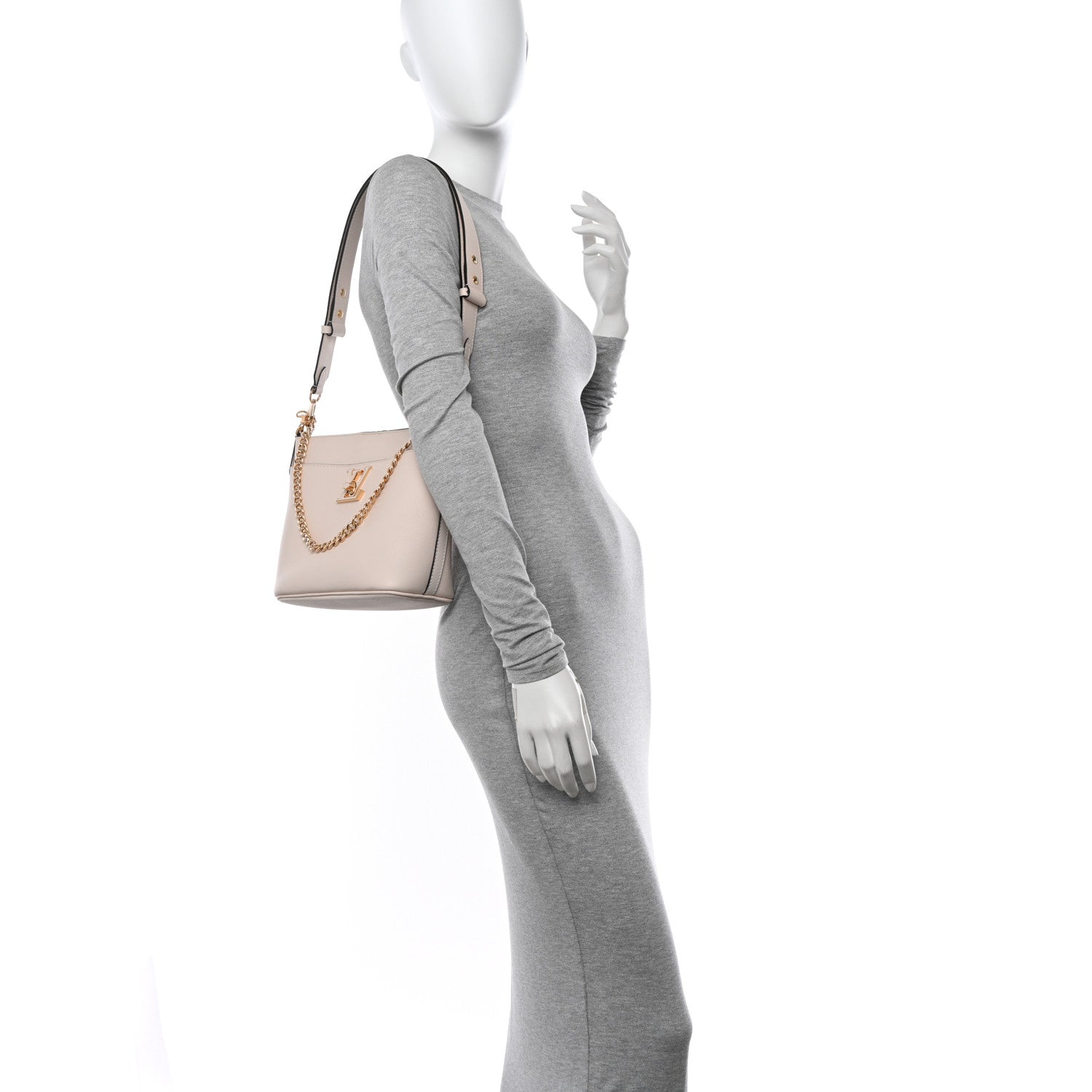 Louis Vuitton Grained Calfskin Lock and Walk Bucket Quartz 2 of 10