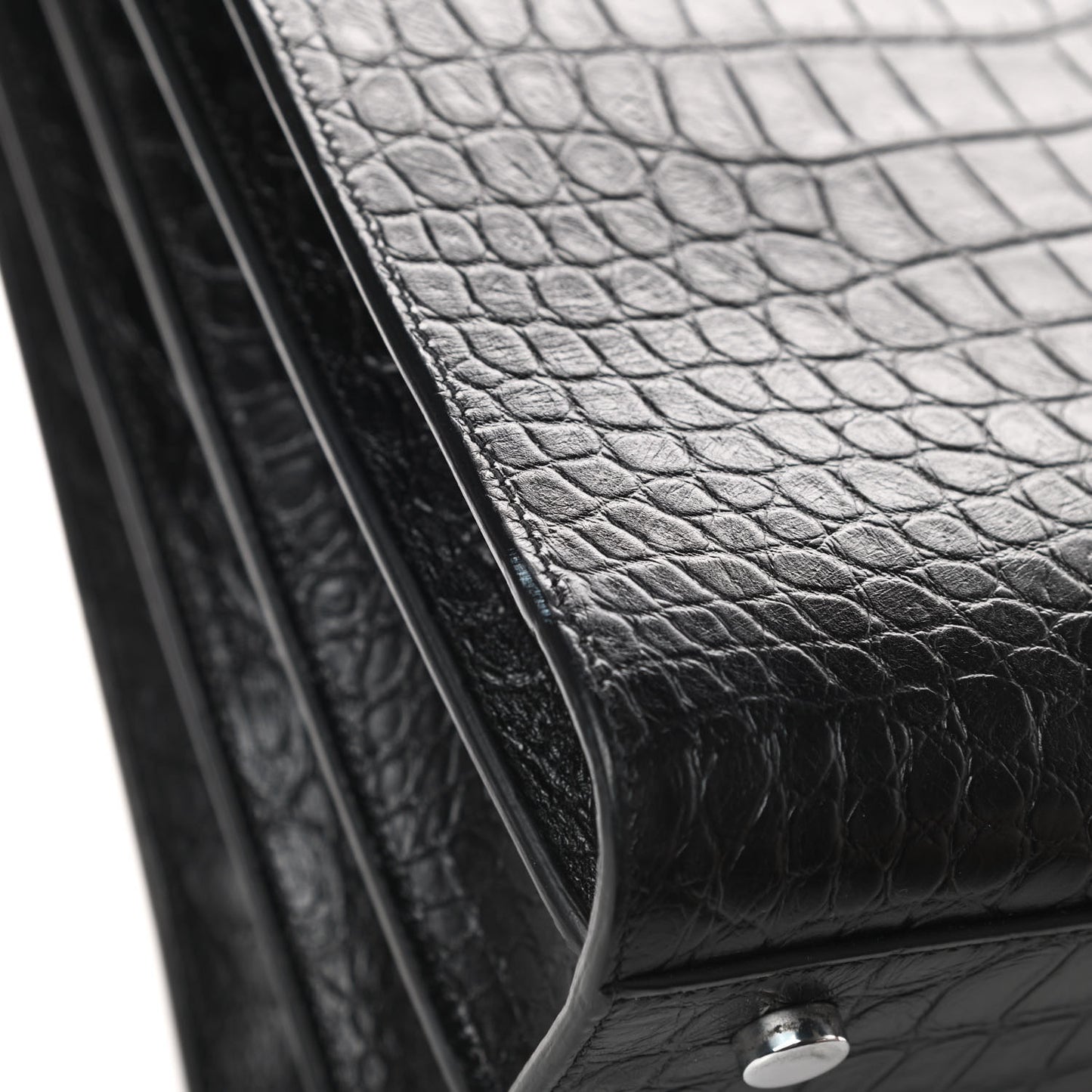 Calfskin Crocodile Embossed Small Sac de Jour Black