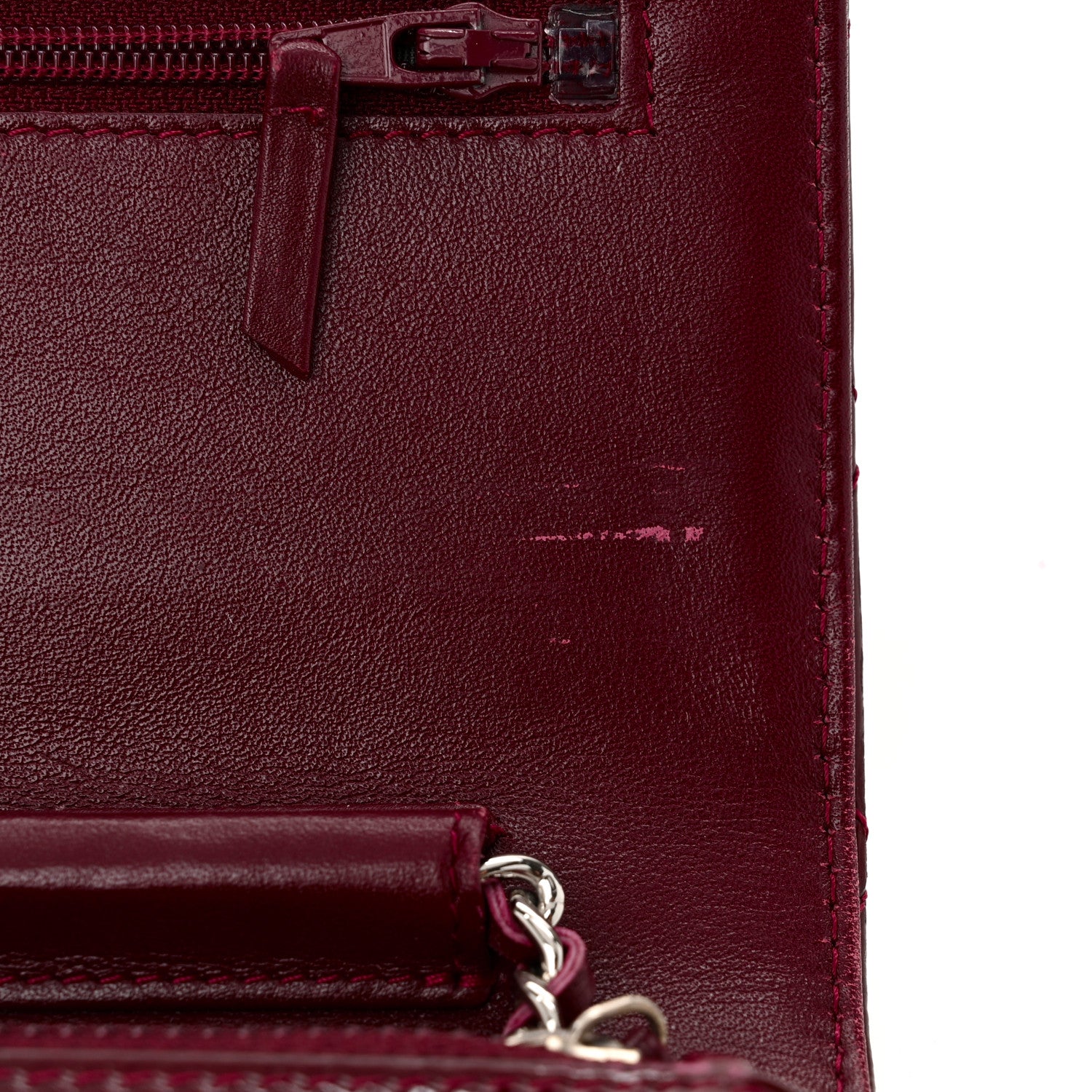 Chanel Patent Quilted Brilliant Wallet On Chain WOC Dark Burgundy 12 of 12