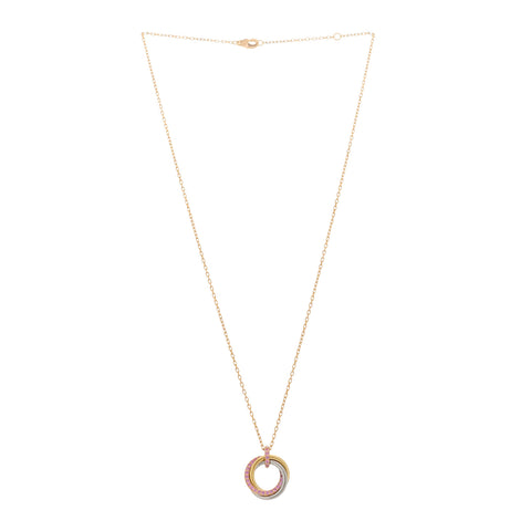 18K Pink Gold Pink Sapphire Trinity Pendant Necklace