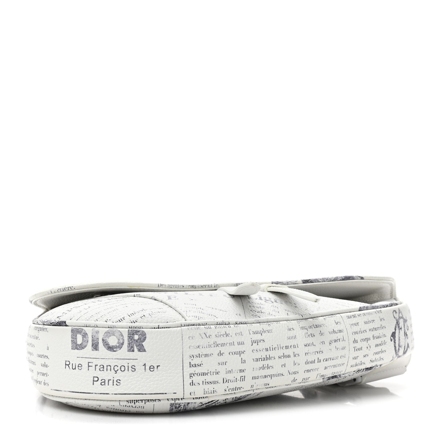 Christian Dior X Daniel Arsham Grained Calfskin Newspaper Print Saddle Bag White 4 of 10