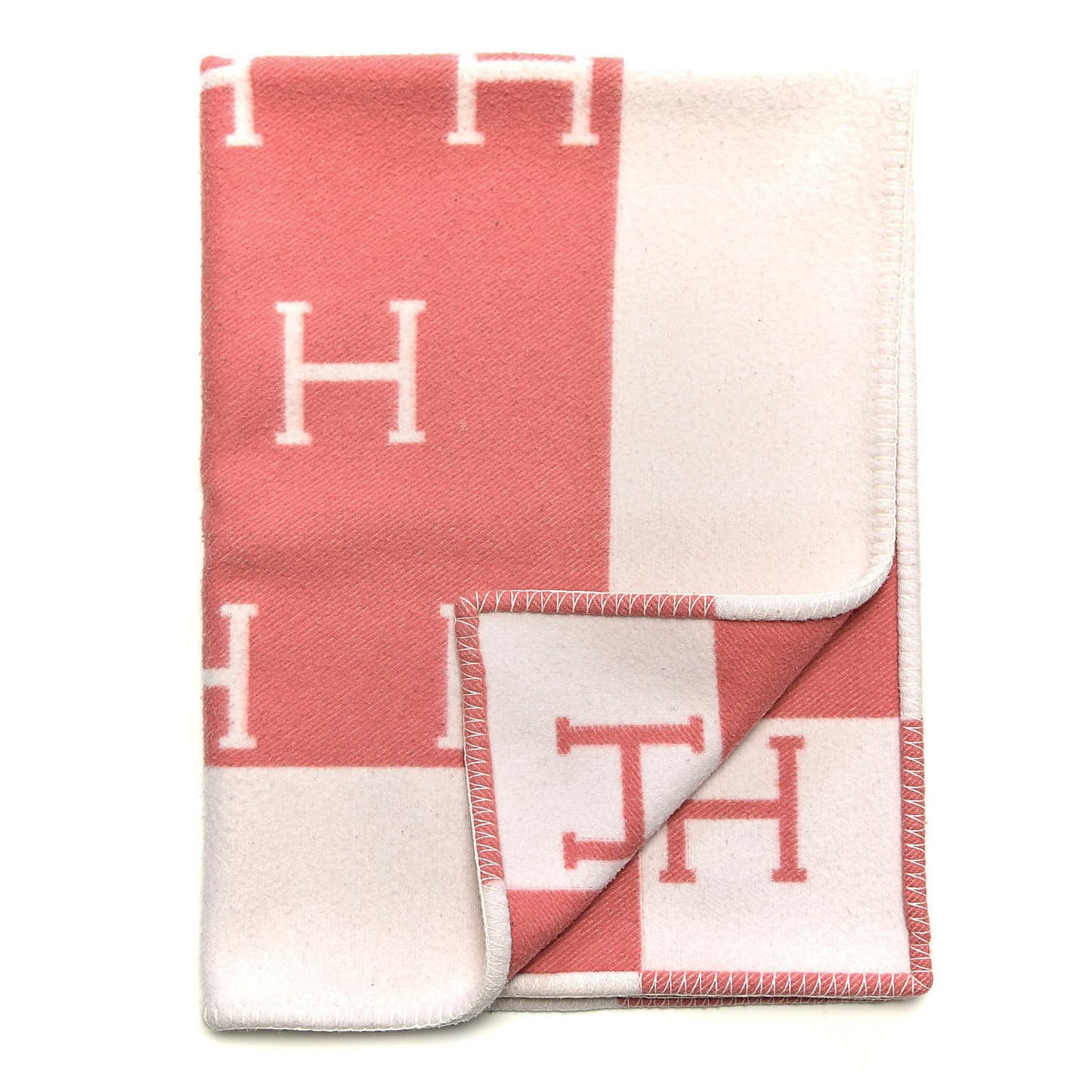Wool Cashmere Avalon Baby Blanket Rose Airelle White