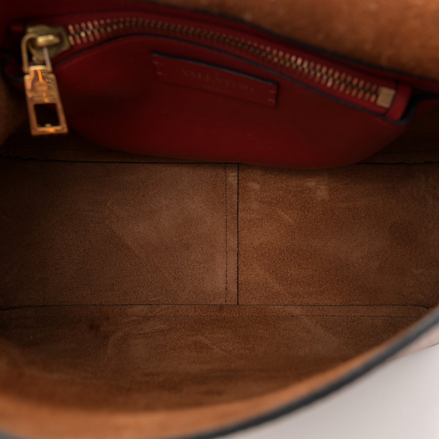 Pebbled Calfskin Small VRing Shoulder Bag Saddle Brown