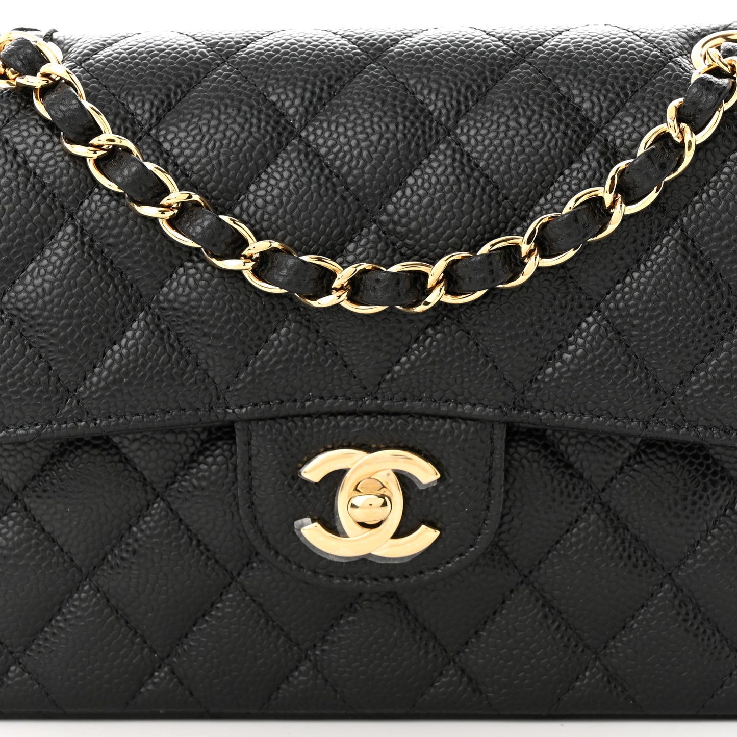 Caviar Quilted Small Double Flap Black