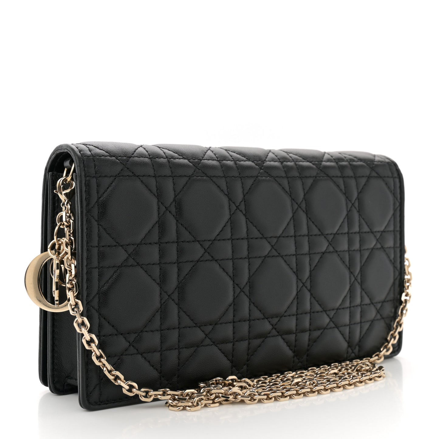 Lambskin Cannage Lady Dior Pouch Black
