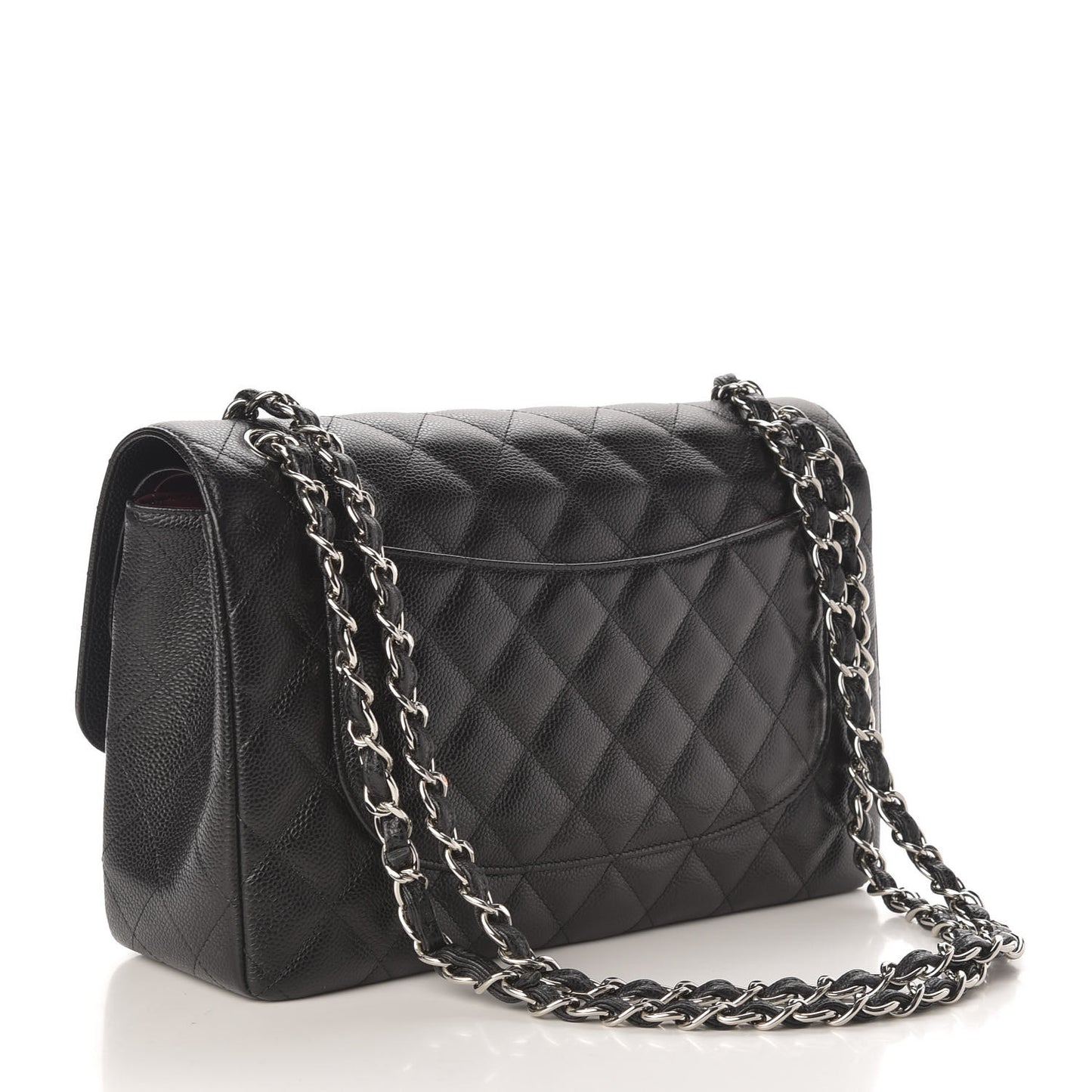 Caviar Quilted Jumbo Double Flap Black