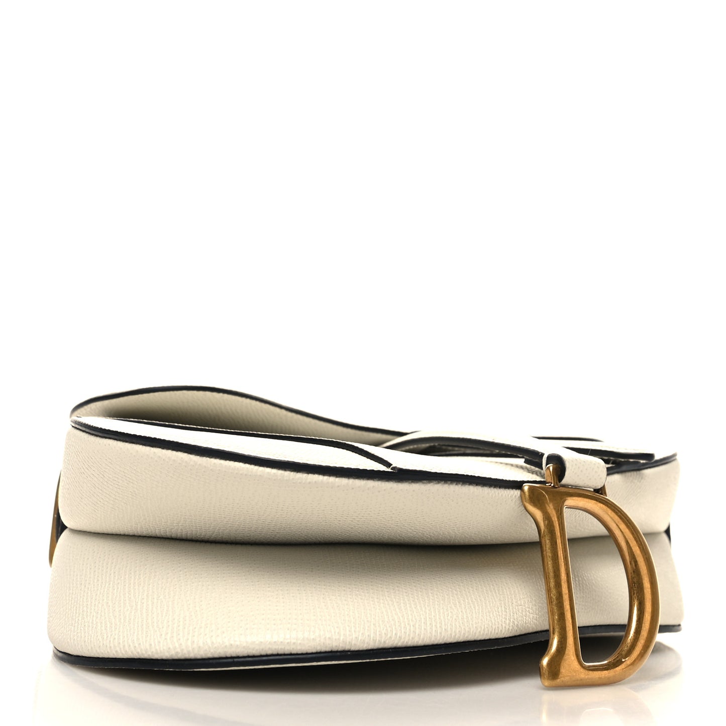 Grained Calfskin Saddle Bag With Strap Latte