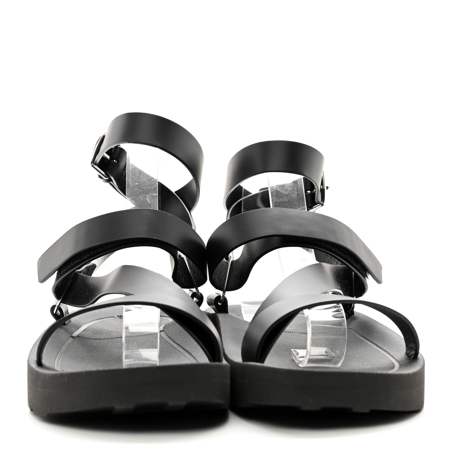 Hermes Calfskin Womens Galaxy Chypre Sandals 41 Black 2 of 8