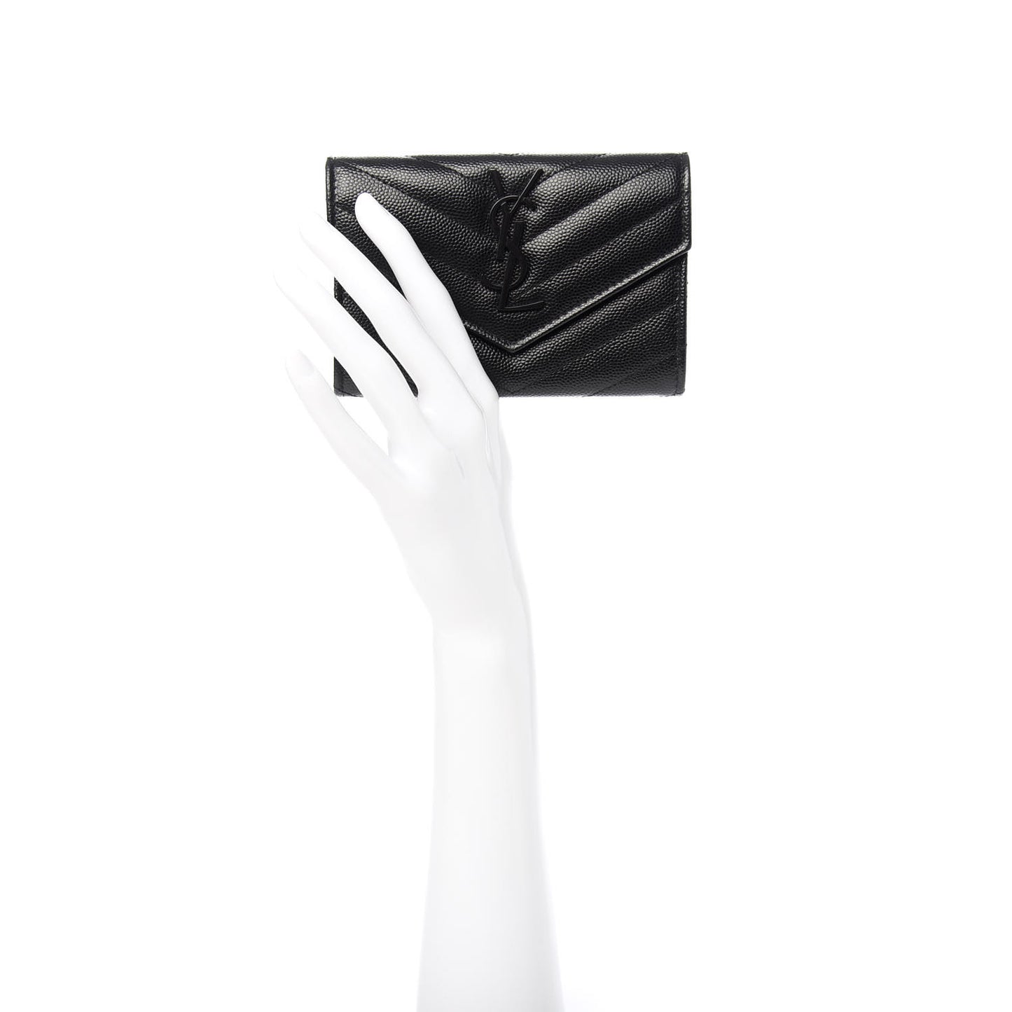 Grain De Poudre Matelasse Chevron Small Monogram Envelope Wallet Black