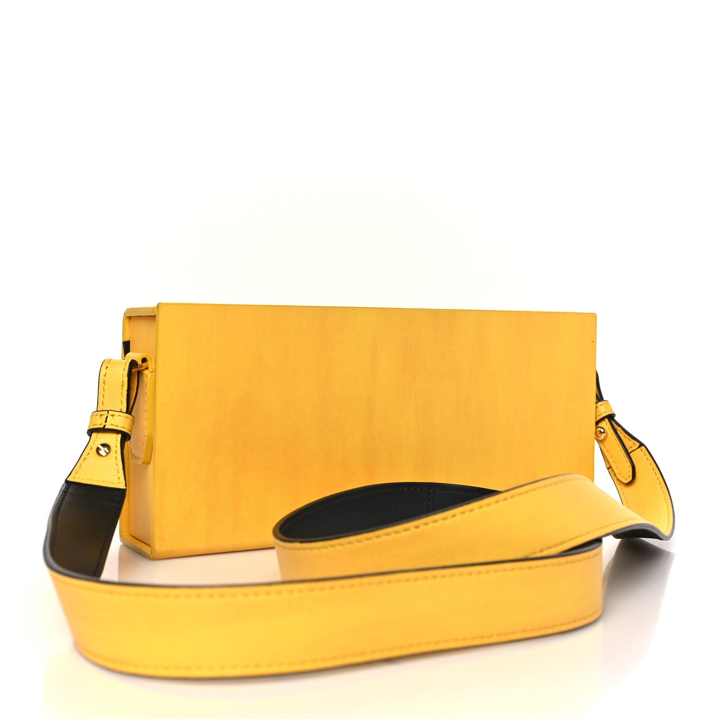 Vitello Fluffy Logo Horizontal Box Crossbody Bag Yellow Box Black