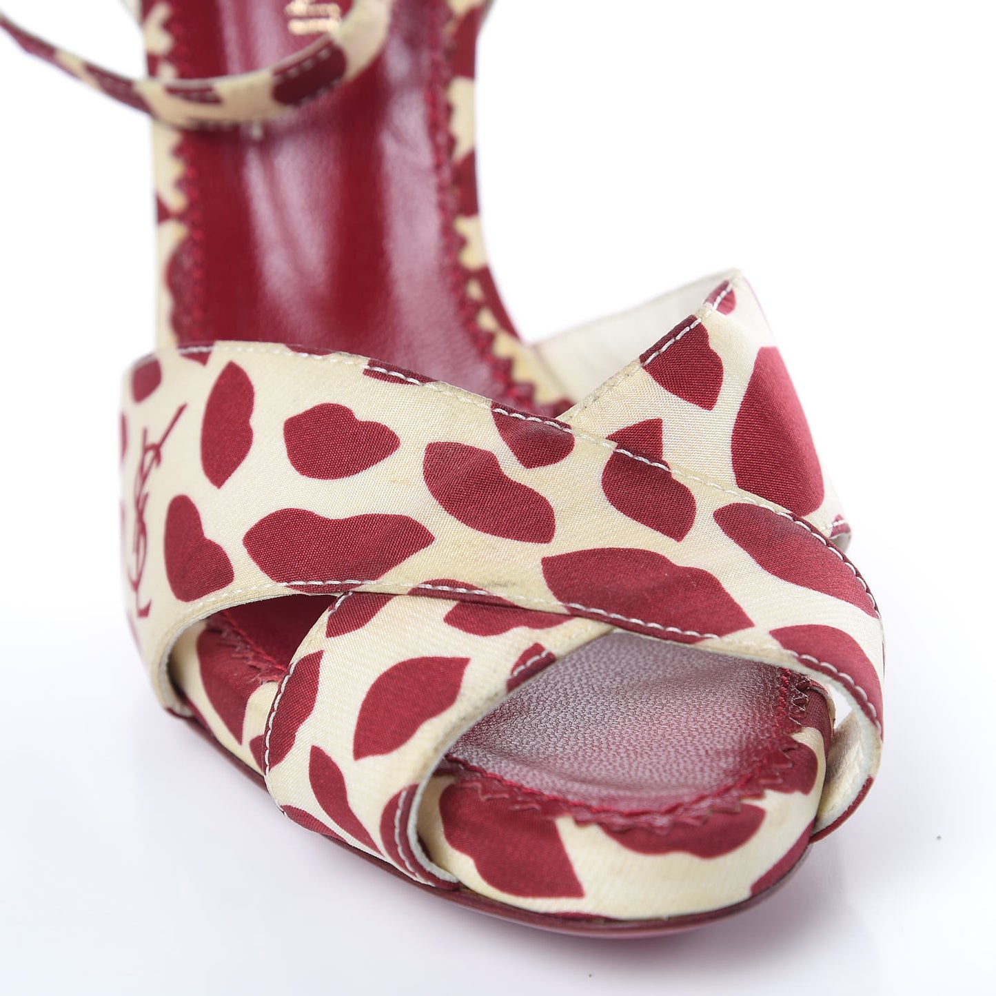 Canvas Lip Print Eva 95 Cross Sandals 35.5 Cherry