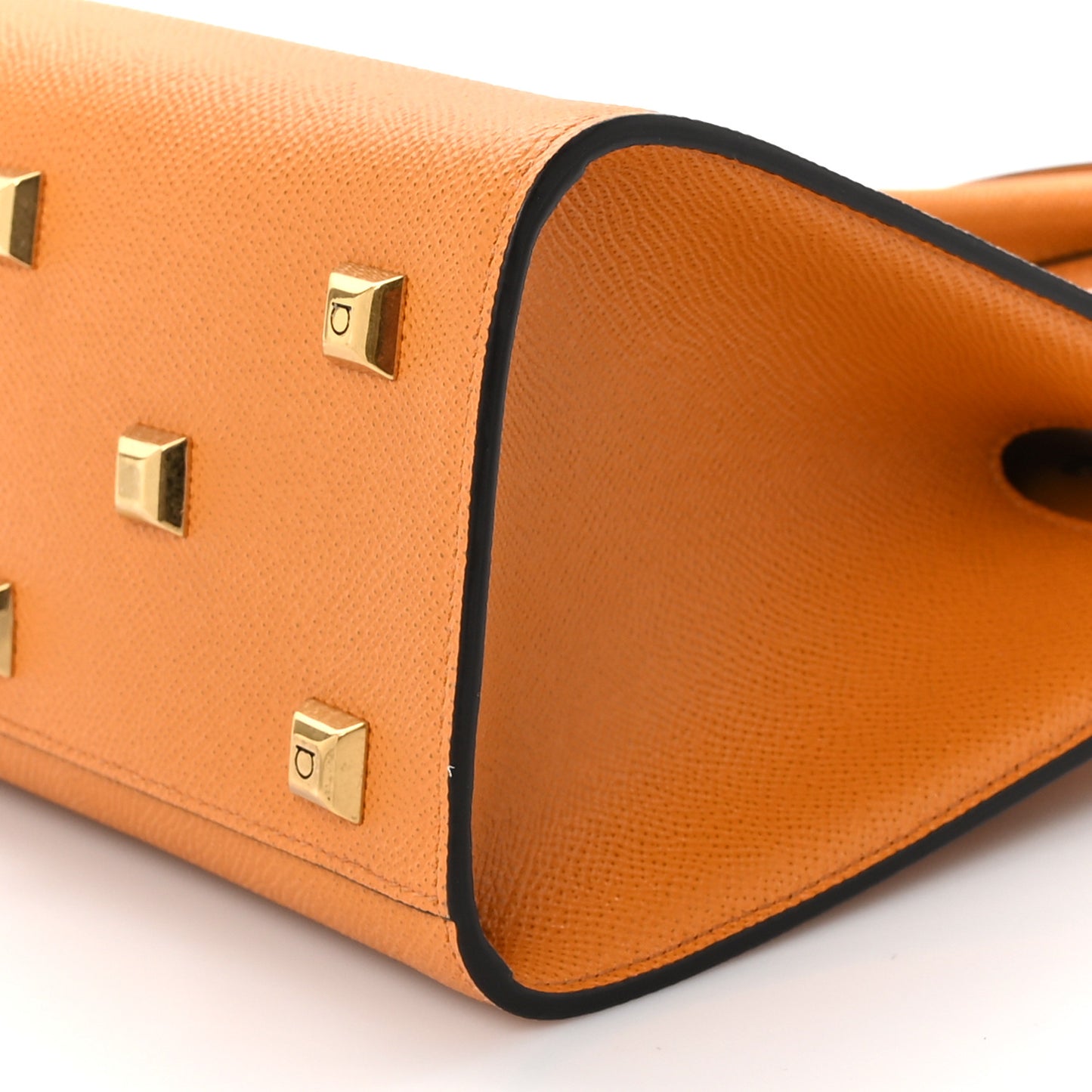 Hammered Calfskin Small The Studio Box Bag Orange