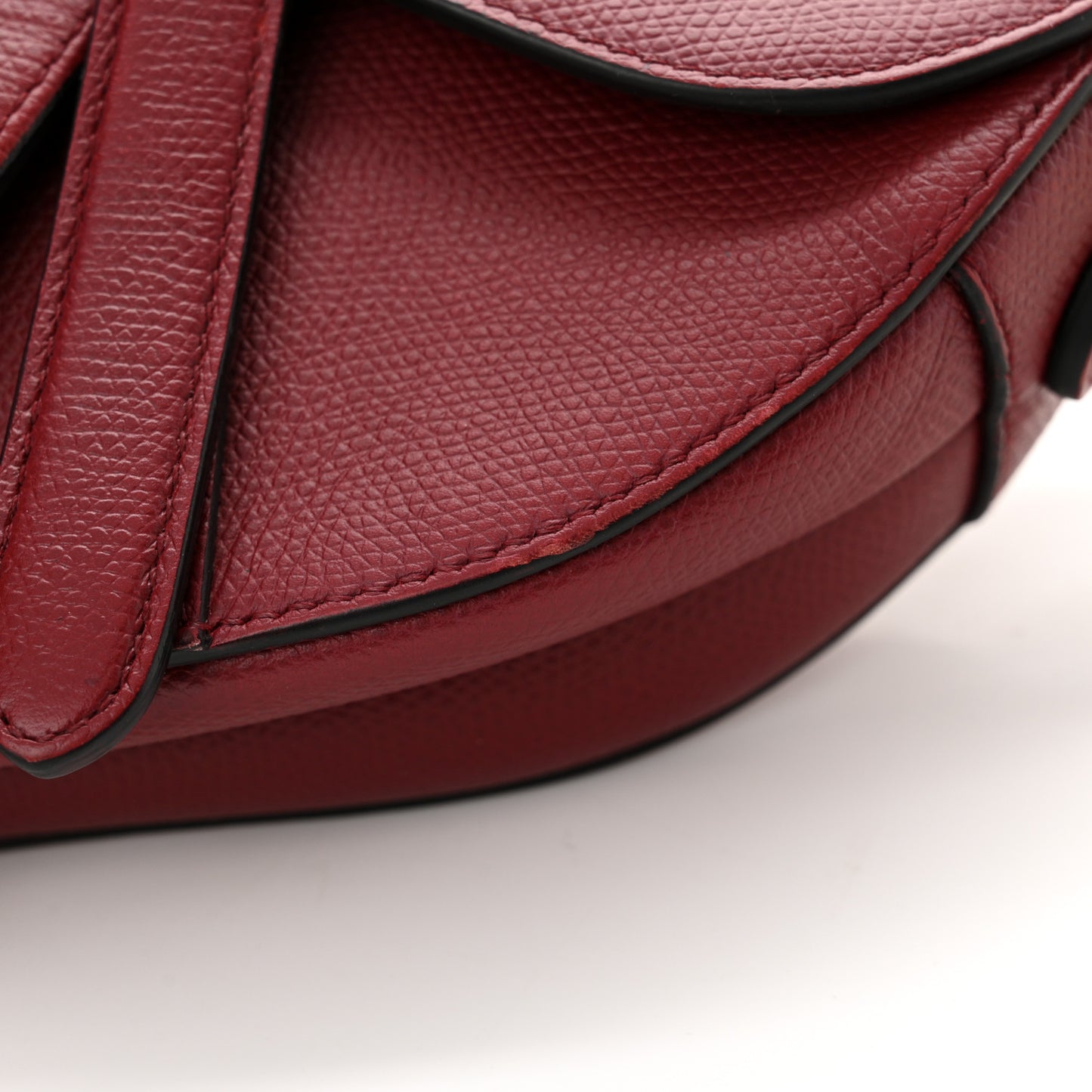 Grained Calfskin Mini Saddle Bag Red