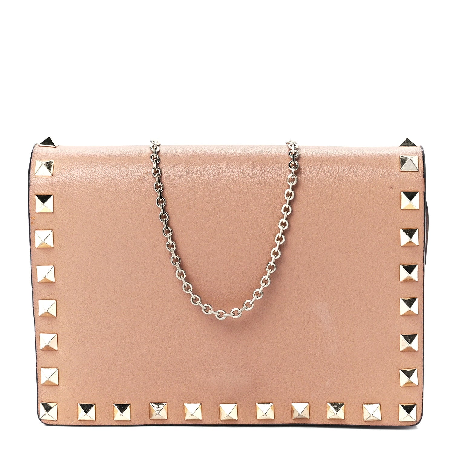 Valentino Garavani Vitello Rockstud Wallet on Chain Poudre 1 of 14