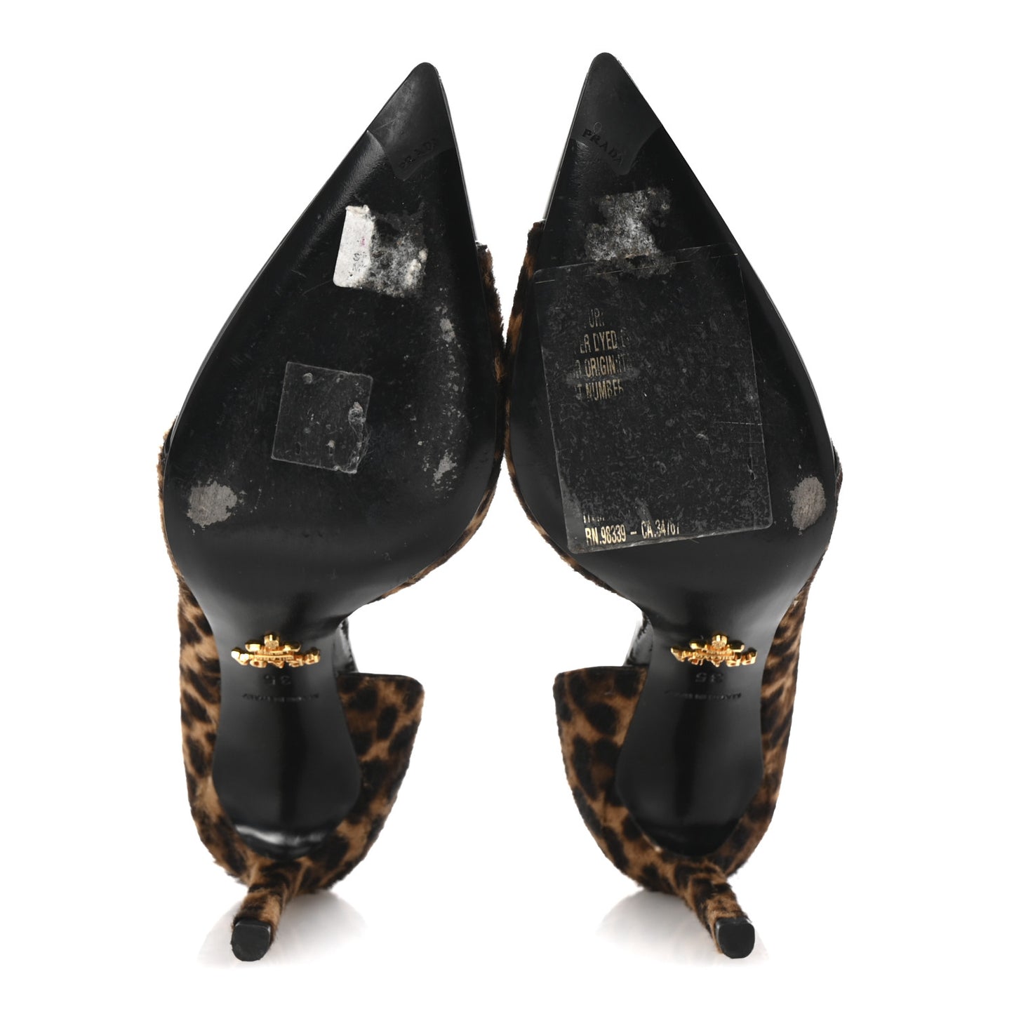 Patent Pony Hair Leopard Print D'Orsay Pumps 35 Black