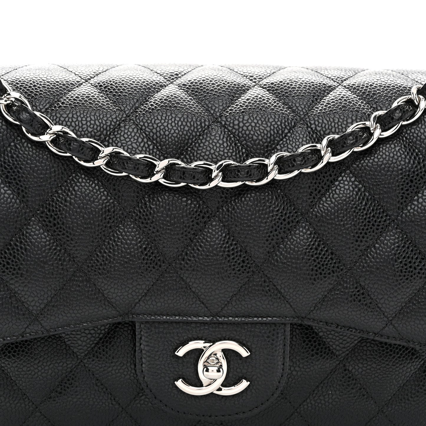 Caviar Quilted Jumbo Double Flap Black
