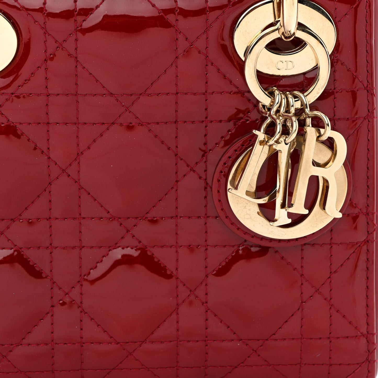 Patent Cannage Mini Lady Dior Red