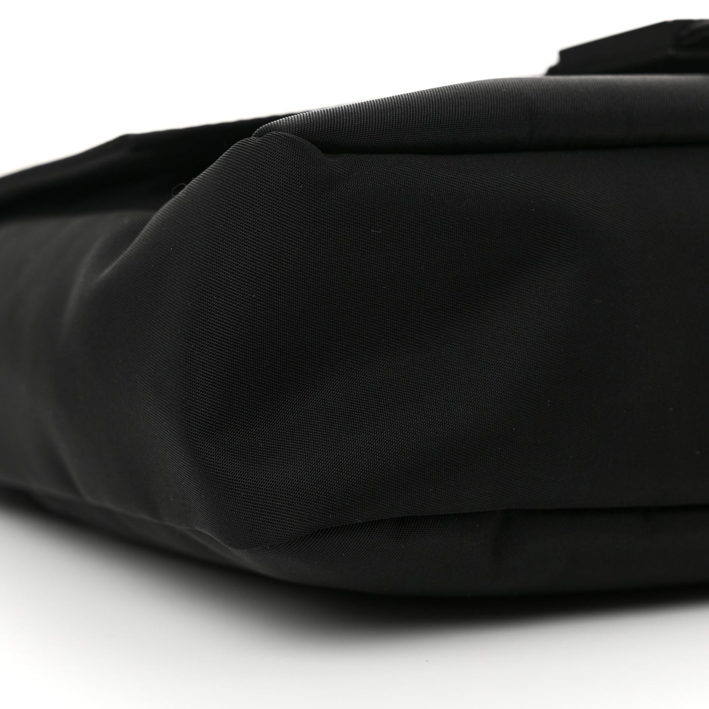 Econyl Nylon Cuoio Romano Monochrome Medium Baguette Messenger Bag Black