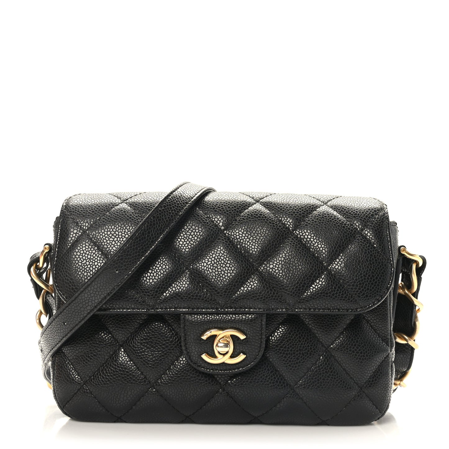 Caviar Quilted Small Chain Flap Black